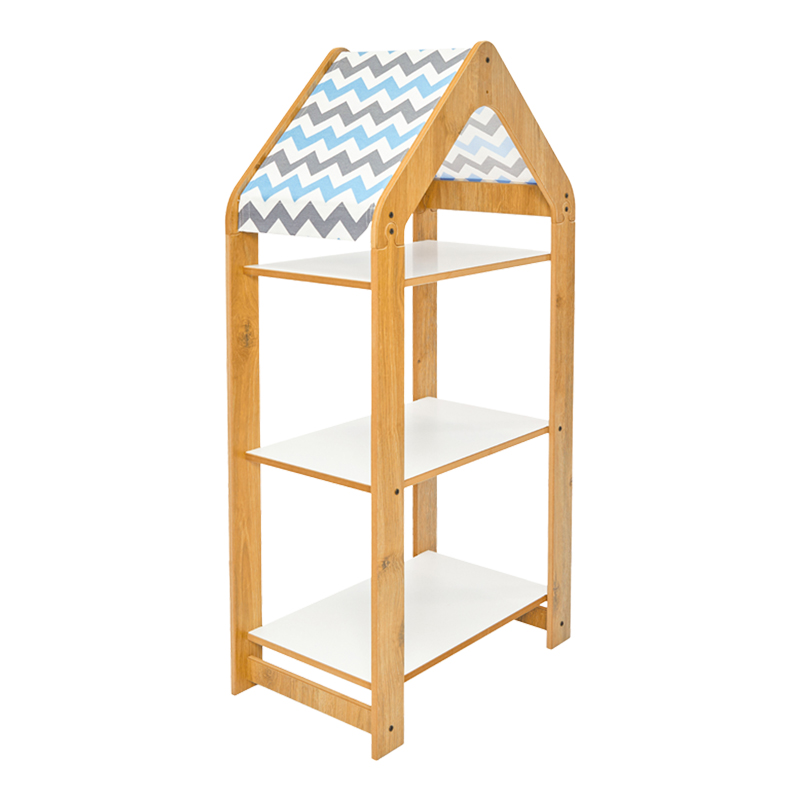 Ραφιέρα τ. Montessori Zoilen I  λευκό-φυσικό-μπλε mdf 50x30x100εκ