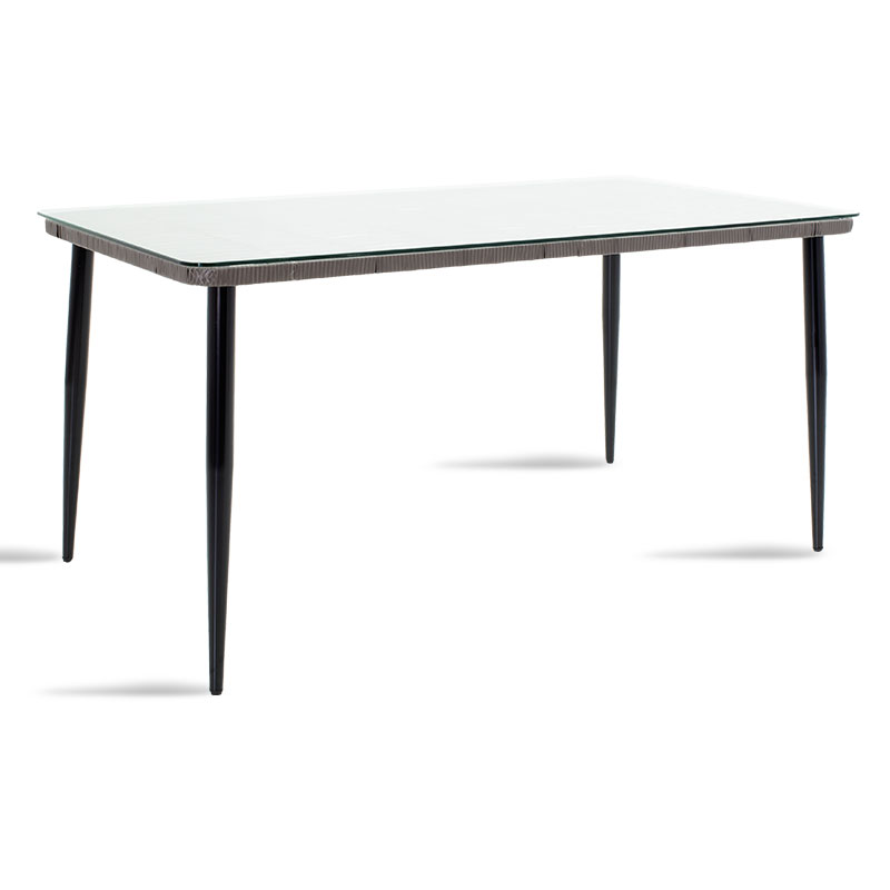 Τραπέζι Naoki  μέταλλο μαύρο-pe γκρι-γυαλί 160x90x78εκ