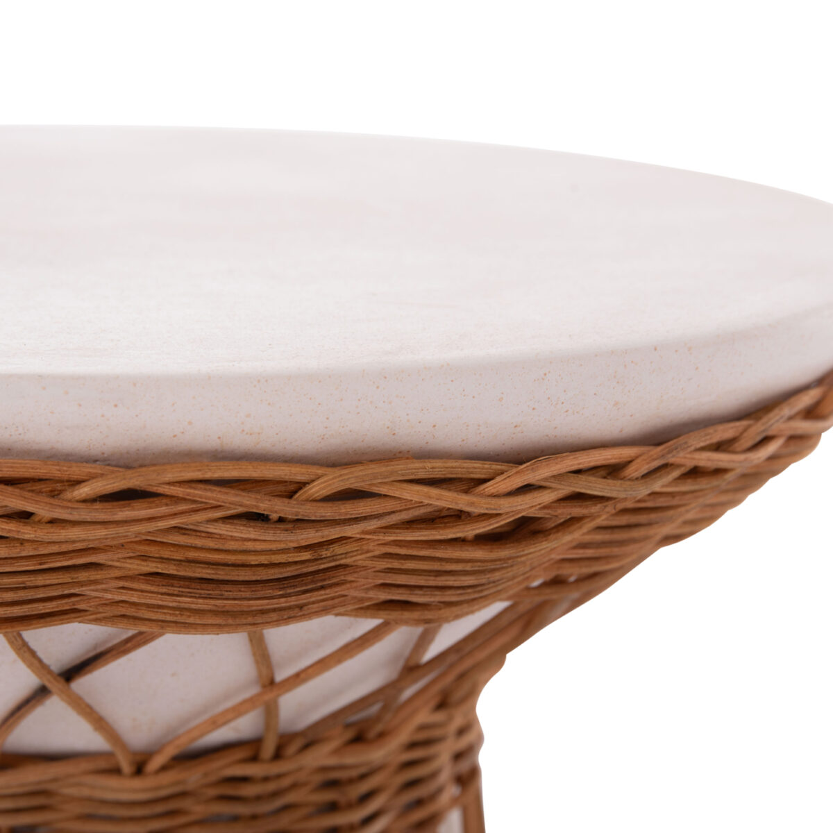boithitiko-trapezi-stroggylo-fb91816702-6 ΒΟΗΘΗΤΙΚΟ ΤΡΑΠΕΖΙ ΣΤΡΟΓΓΥΛΟ DELIA HM18167.02 FIBER CEMENT ΛΕΥΚΟ & RATTAN Φ40x45Υεκ - Image 7