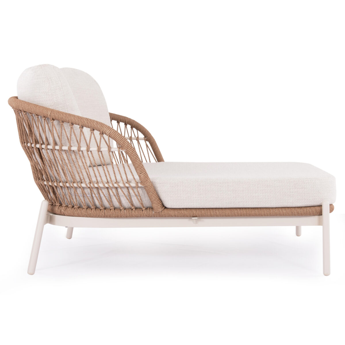 DAYBED 2ΘΕΣΙΟ QUANTUM SM6172 ΕΚΡΟΥ ΑΛΟΥΜΙΝΙΟ & ΥΦΑΣΜΑ-P.E.WICKER ΜΠΕΖ 162x148x81-97Υεκ - Image 4