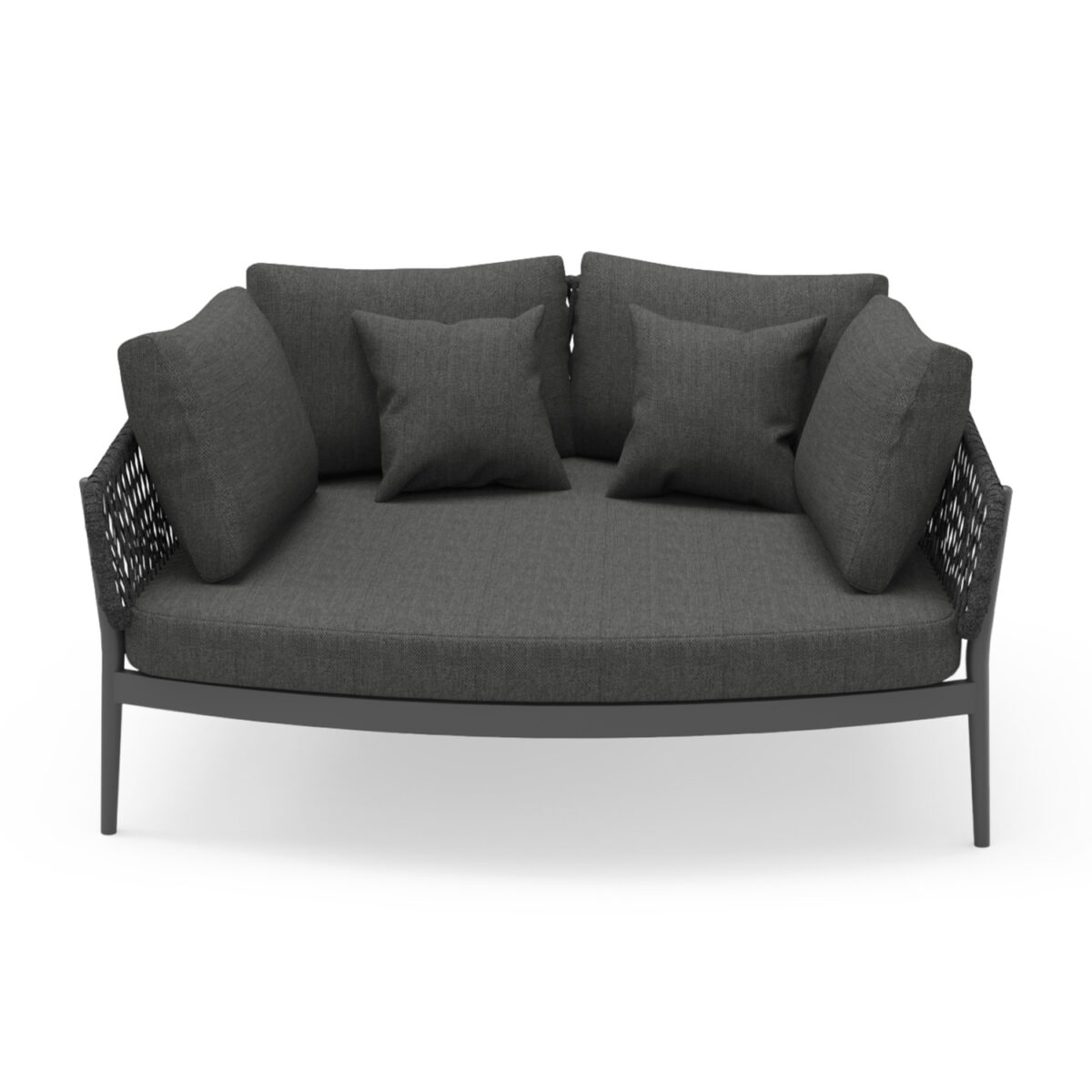 DAYBED 2ΘΕΣΙΟ ΣΕΙΡΑ CAMELLIA SM6217.01 ΣΚΟΥΡΟ ΓΚΡΙ ΑΛΟΥΜΙΝΙΟ-P.E.ΣΧΟΙΝΙ-OLEFIN 164x144x70Υεκ. - Image 2