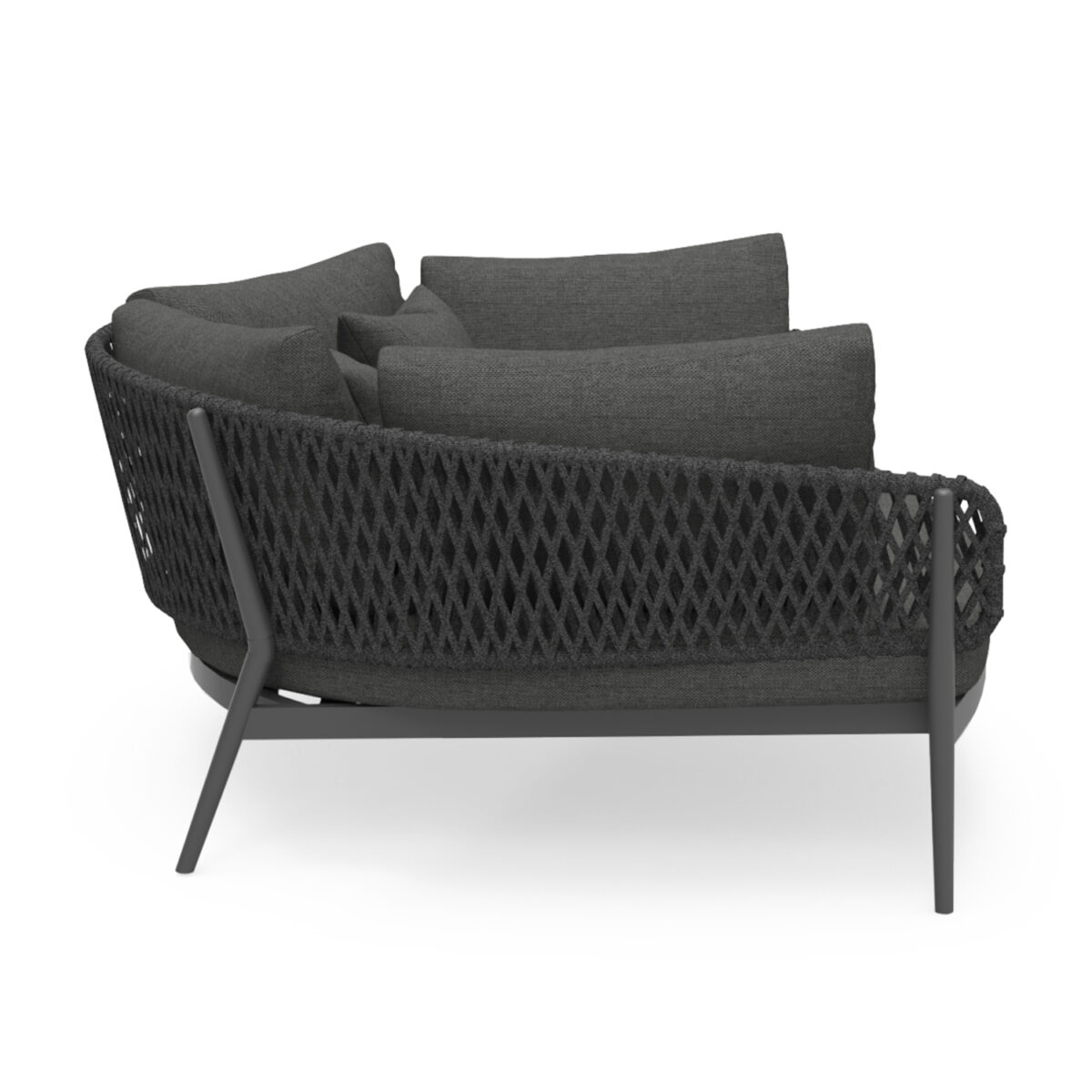 DAYBED 2ΘΕΣΙΟ ΣΕΙΡΑ CAMELLIA SM6217.01 ΣΚΟΥΡΟ ΓΚΡΙ ΑΛΟΥΜΙΝΙΟ-P.E.ΣΧΟΙΝΙ-OLEFIN 164x144x70Υεκ. - Image 3