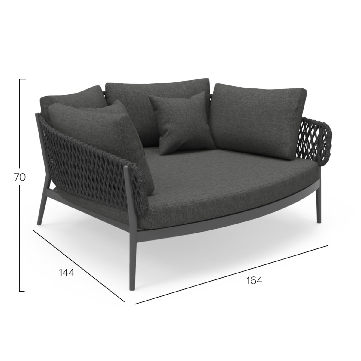 DAYBED 2ΘΕΣΙΟ ΣΕΙΡΑ CAMELLIA SM6217.01 ΣΚΟΥΡΟ ΓΚΡΙ ΑΛΟΥΜΙΝΙΟ-P.E.ΣΧΟΙΝΙ-OLEFIN 164x144x70Υεκ. - Image 6