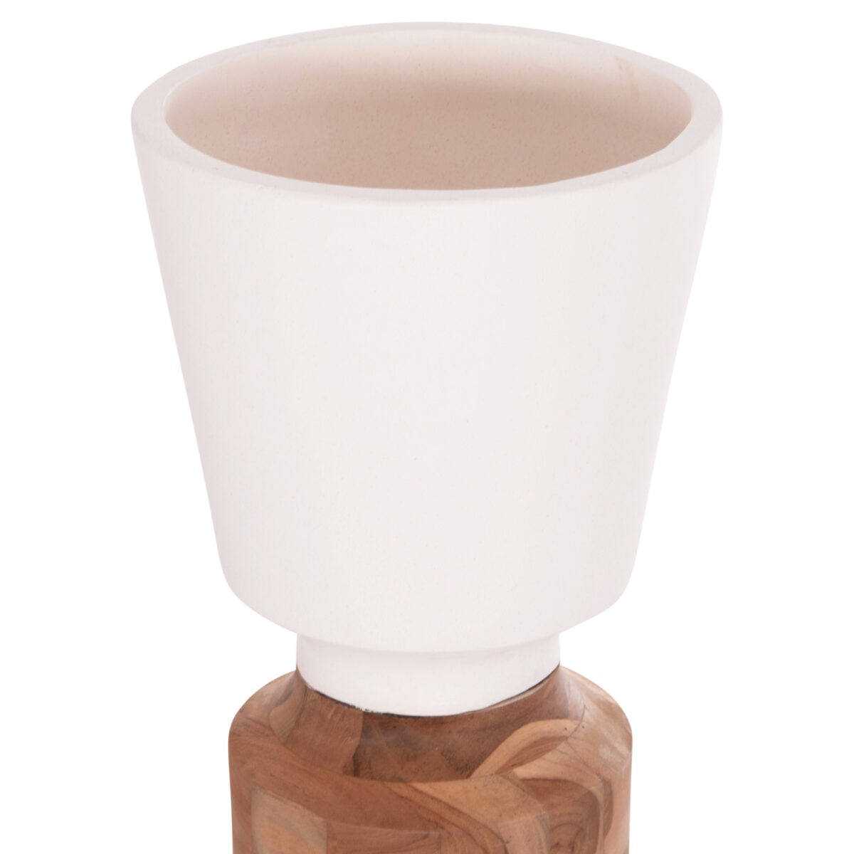 ΔΙΑΚΟΣΜΗΤΙΚΟ ΒΑΖΟ ΔΑΠΕΔΟΥ NEBULA HM4661.02 FIBER CEMENT ΛΕΥΚΟ--ΞΥΛΟ ΤΕΑΚ Φ60x115Υεκ. - Image 3