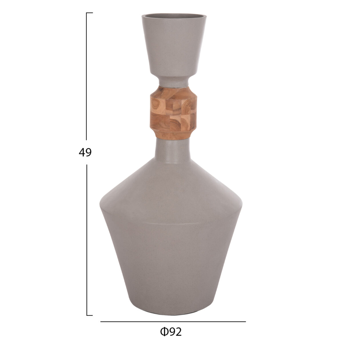 ΔΙΑΚΟΣΜΗΤΙΚΟ ΒΑΖΟ ΔΑΠΕΔΟΥ NEBULA HM4661.03 FIBER CEMENT ΓΚΡΙ--ΞΥΛΟ ΤΕΑΚ Φ60x115Υεκ. - Image 2
