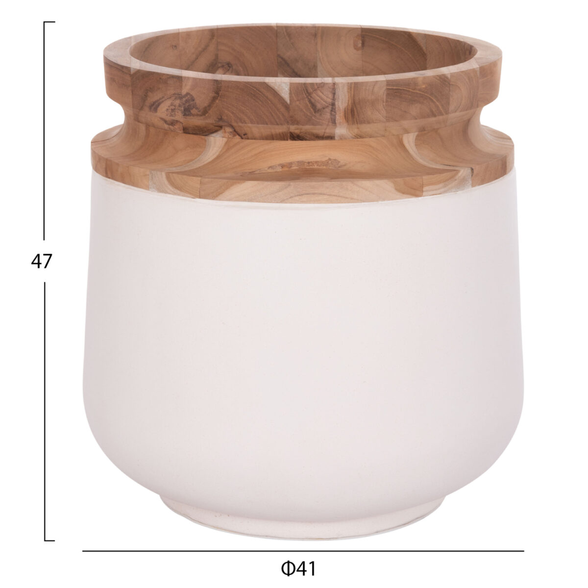 ΔΙΑΚΟΣΜΗΤΙΚΟ ΒΑΖΟ ΔΑΠΕΔΟΥ LINTER HM4662.02L FIBER CEMENT ΛΕΥΚΟ--ΞΥΛΟ ΤΕΑΚ Φ41x47Υεκ. - Image 2