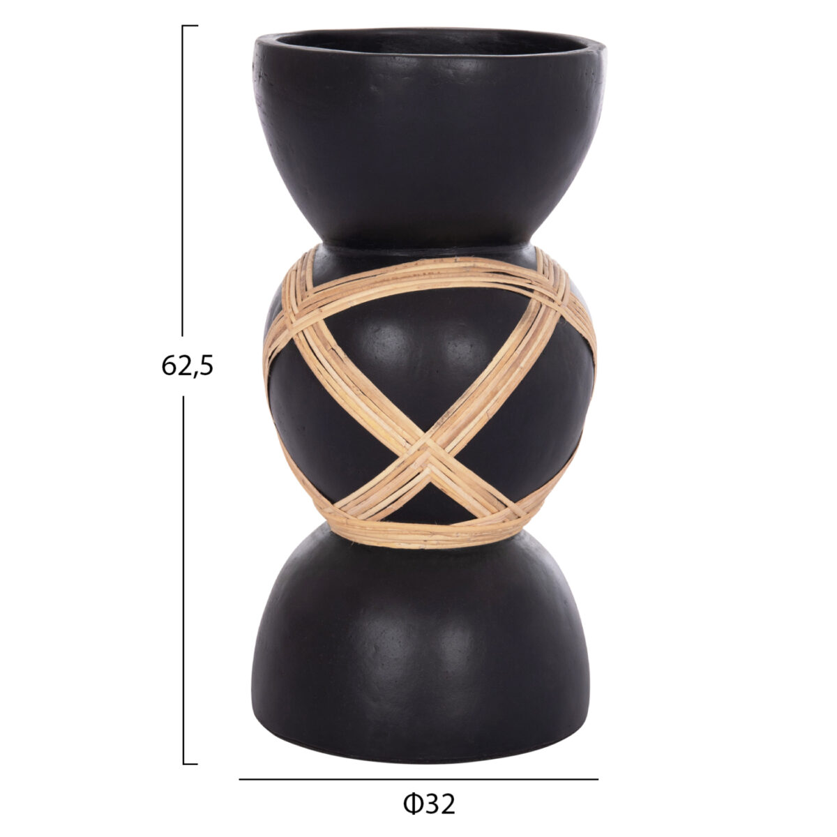 ΔΙΑΚΟΣΜΗΤΙΚΟ ΒΑΖΟ ΔΑΠΕΔΟΥ MAYNARD HM4672.01L TERRACOTTA ΜΑΥΡΟ-RATTAN Φ32x62.5Υεκ - Image 2