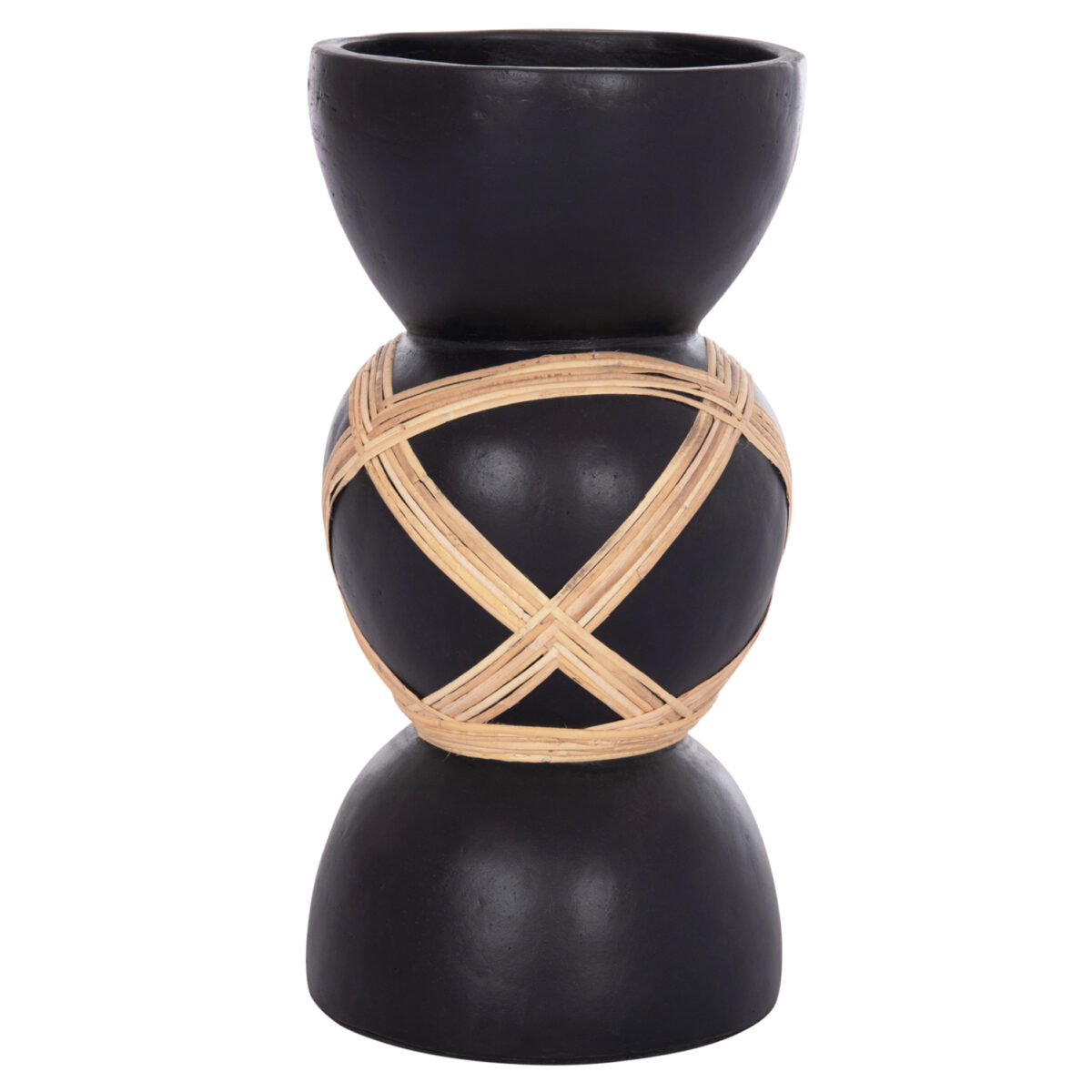 ΔΙΑΚΟΣΜΗΤΙΚΟ ΒΑΖΟ ΔΑΠΕΔΟΥ MAYNARD HM4672.01L TERRACOTTA ΜΑΥΡΟ-RATTAN Φ32x62.5Υεκ