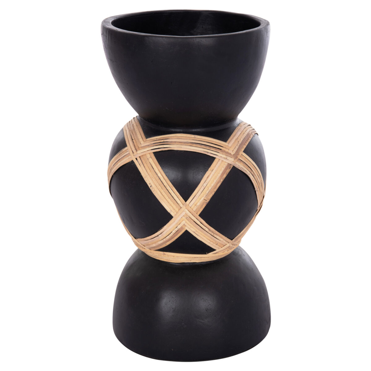 ΔΙΑΚΟΣΜΗΤΙΚΟ ΒΑΖΟ ΔΑΠΕΔΟΥ MAYNARD HM4672.01L TERRACOTTA ΜΑΥΡΟ-RATTAN Φ32x62.5Υεκ - Image 4