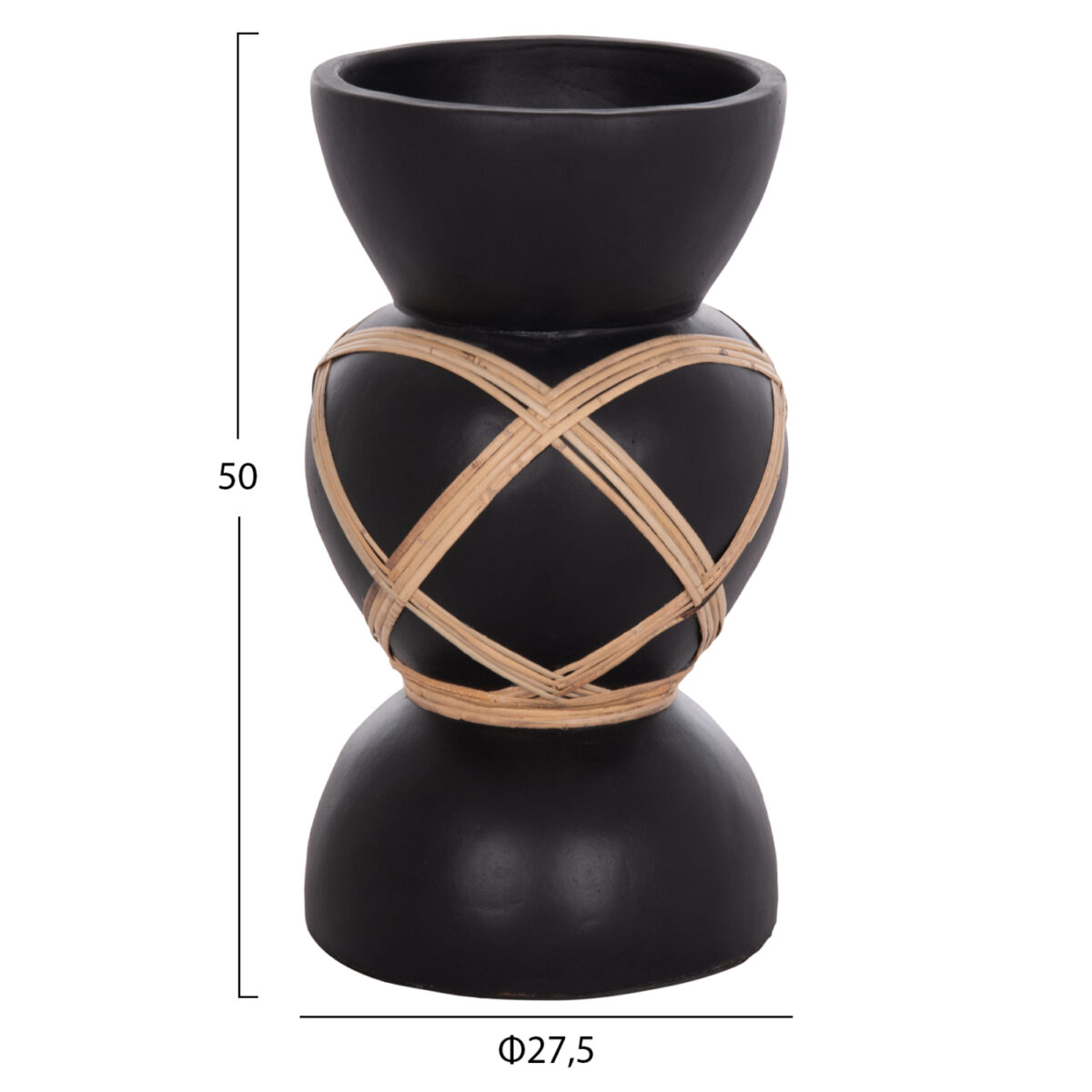 ΔΙΑΚΟΣΜΗΤΙΚΟ ΒΑΖΟ ΔΑΠΕΔΟΥ MAYNARD HM4672.01S TERRACOTTA ΜΑΥΡΟ-RATTAN Φ27.5x50Υ - Image 2