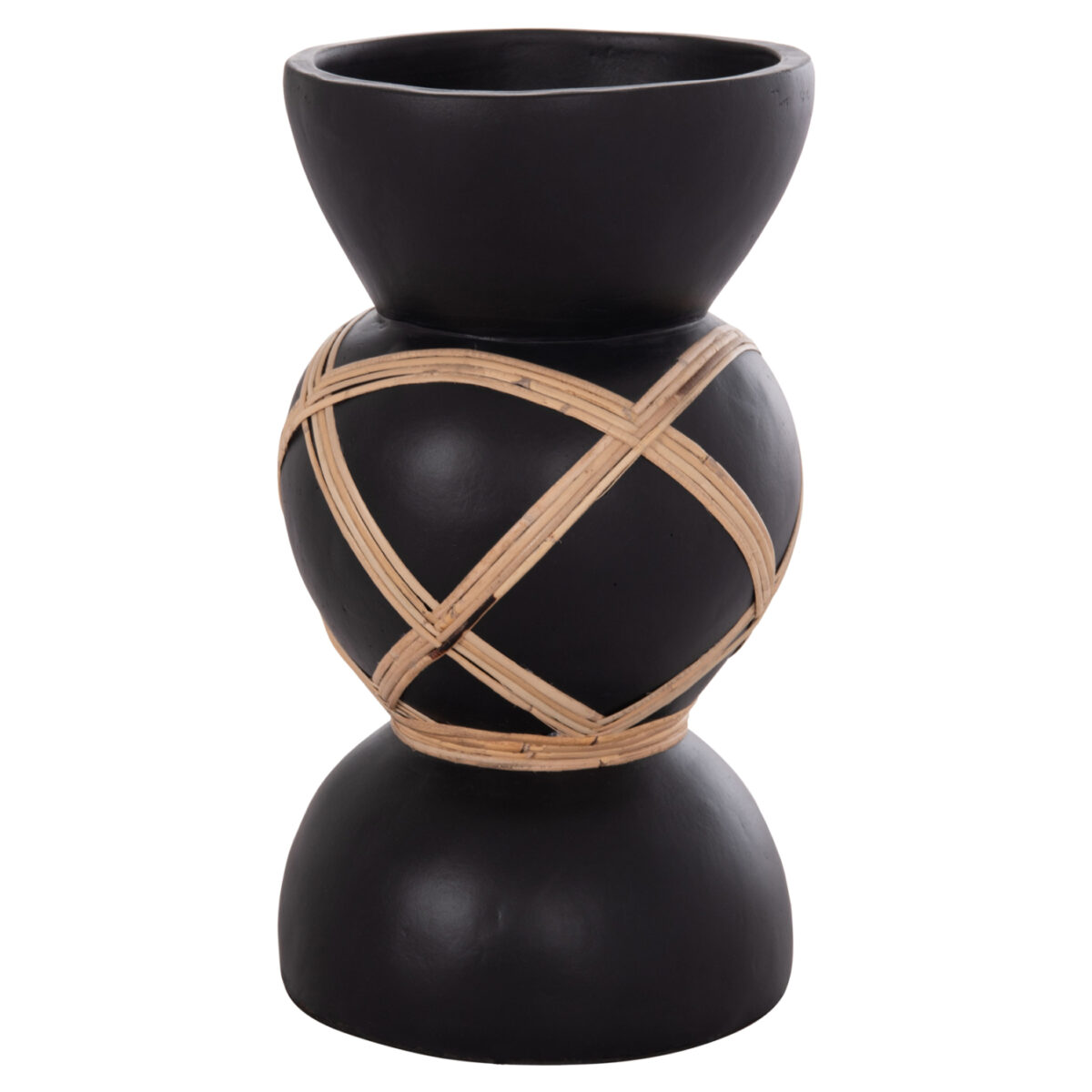 ΔΙΑΚΟΣΜΗΤΙΚΟ ΒΑΖΟ ΔΑΠΕΔΟΥ MAYNARD HM4672.01S TERRACOTTA ΜΑΥΡΟ-RATTAN Φ27.5x50Υ - Image 4