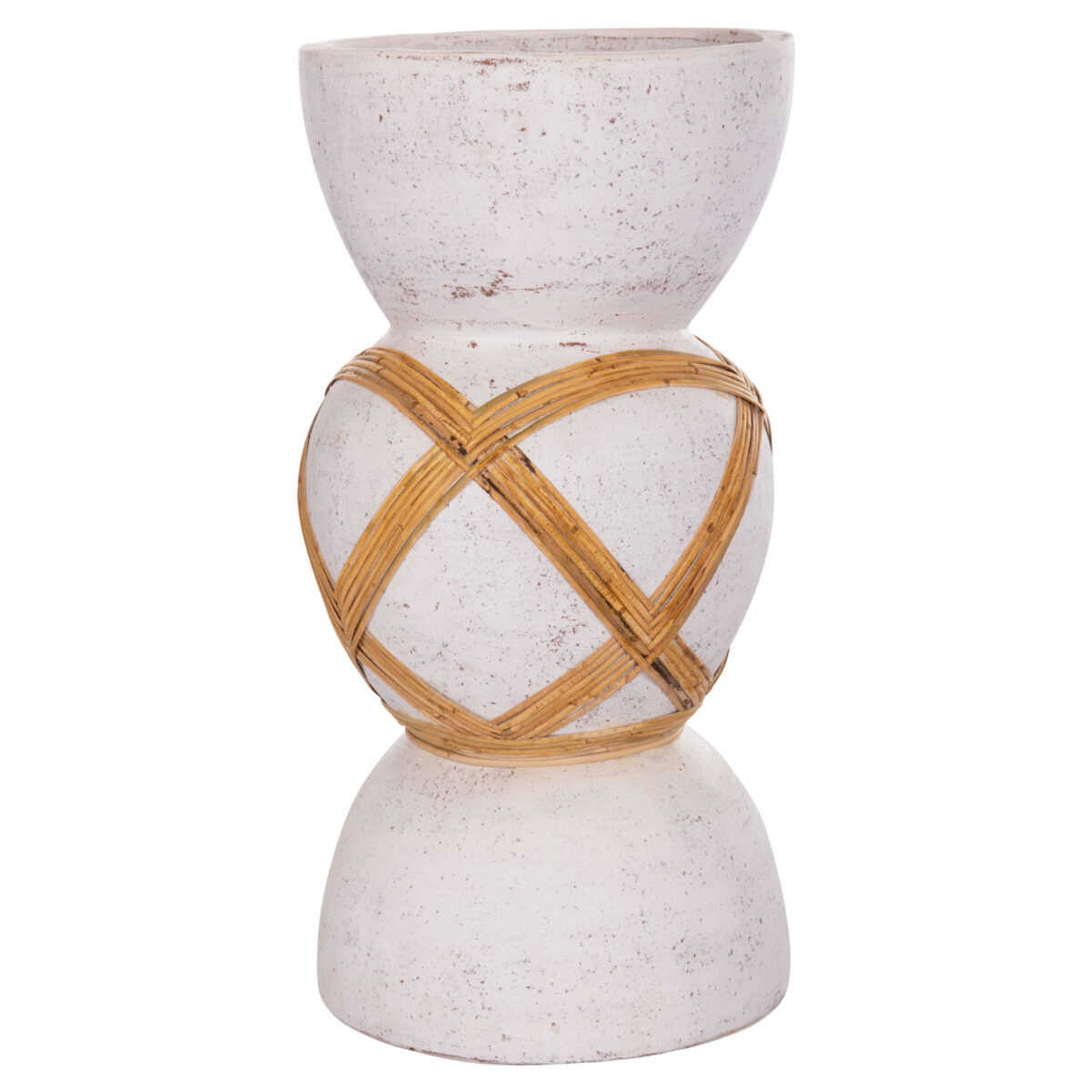 ΔΙΑΚΟΣΜΗΤΙΚΟ ΒΑΖΟ ΔΑΠΕΔΟΥ MAYNARD HM4672.02L TERRACOTTA ΛΕΥΚΟ--RATTAN Φ32x62.5Υεκ. - Image 8