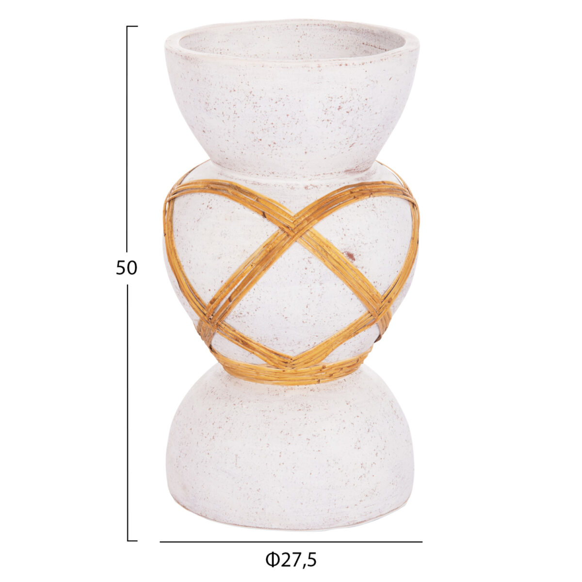 ΔΙΑΚΟΣΜΗΤΙΚΟ ΒΑΖΟ ΔΑΠΕΔΟΥ MAYNARD HM4672.02S TERRACOTTA ΛΕΥΚΟ--RATTAN Φ27.5x50Υεκ - Image 2