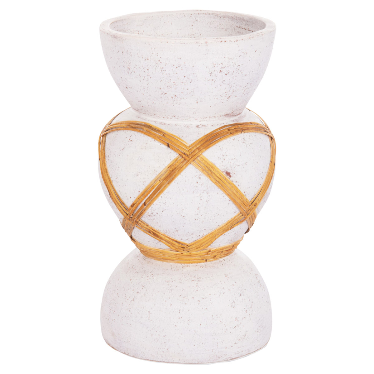 ΔΙΑΚΟΣΜΗΤΙΚΟ ΒΑΖΟ ΔΑΠΕΔΟΥ MAYNARD HM4672.02S TERRACOTTA ΛΕΥΚΟ--RATTAN Φ27.5x50Υεκ