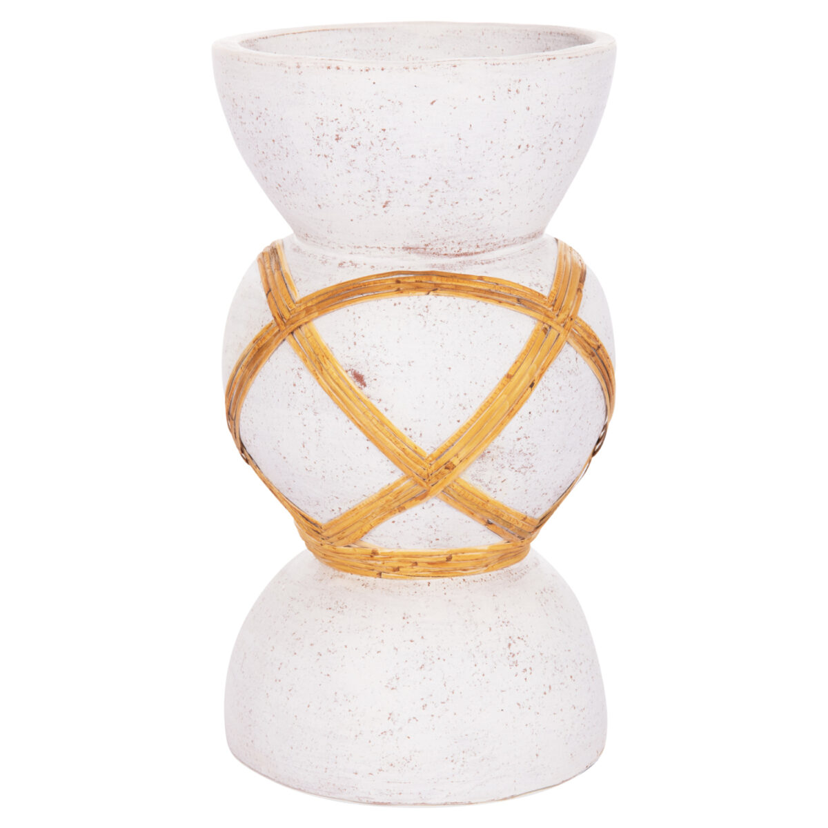 ΔΙΑΚΟΣΜΗΤΙΚΟ ΒΑΖΟ ΔΑΠΕΔΟΥ MAYNARD HM4672.02S TERRACOTTA ΛΕΥΚΟ--RATTAN Φ27.5x50Υεκ - Image 3