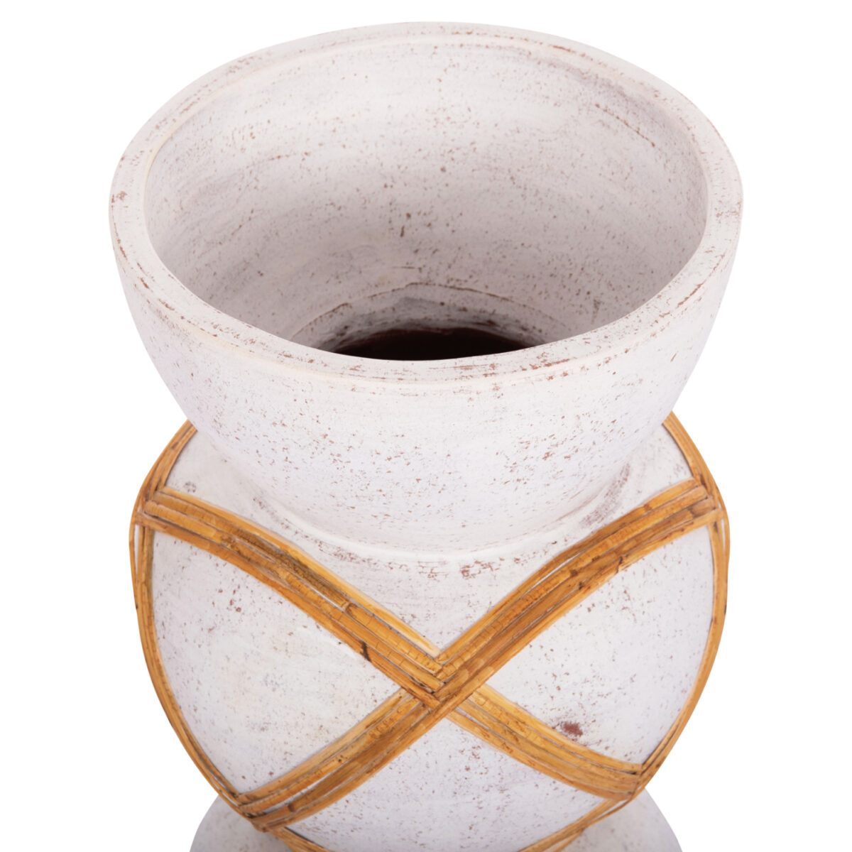 ΔΙΑΚΟΣΜΗΤΙΚΟ ΒΑΖΟ ΔΑΠΕΔΟΥ MAYNARD HM4672.02S TERRACOTTA ΛΕΥΚΟ--RATTAN Φ27.5x50Υεκ - Image 4