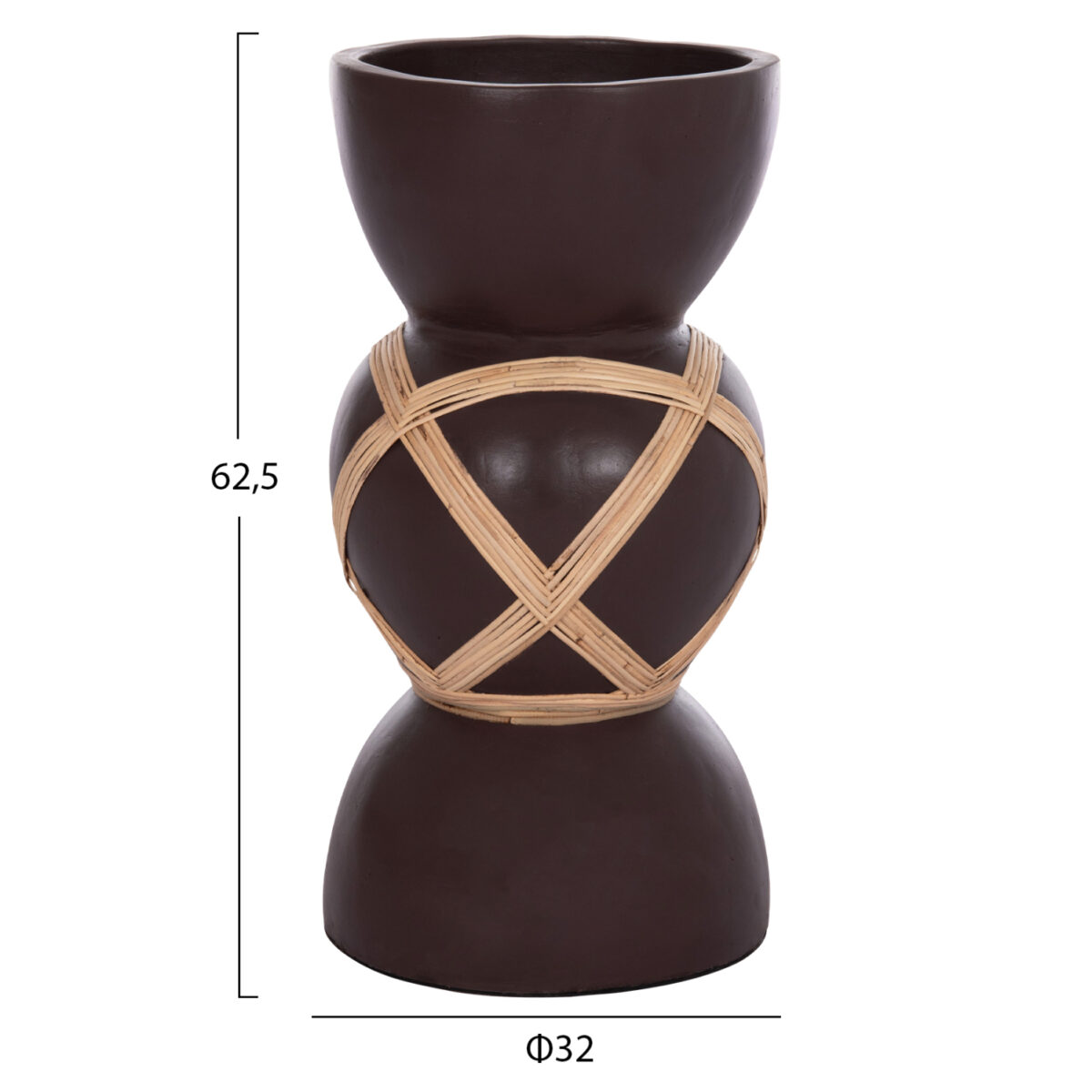 ΔΙΑΚΟΣΜΗΤΙΚΟ ΒΑΖΟ ΔΑΠΕΔΟΥ MAYNARD HM4672.07L TERRACOTTA ΣΟΚΟΛΑΤΙ-RATTAN Φ32x62.5Υεκ - Image 2