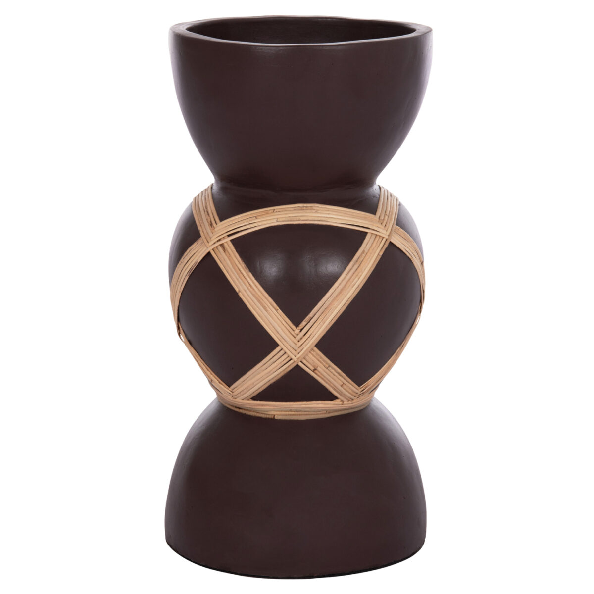 ΔΙΑΚΟΣΜΗΤΙΚΟ ΒΑΖΟ ΔΑΠΕΔΟΥ MAYNARD HM4672.07L TERRACOTTA ΣΟΚΟΛΑΤΙ-RATTAN Φ32x62.5Υεκ