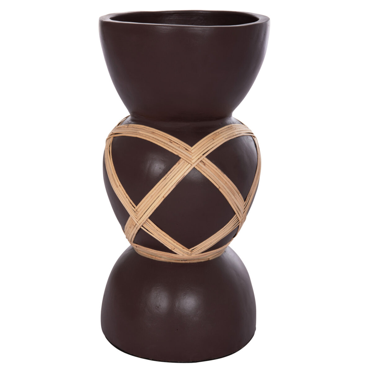 ΔΙΑΚΟΣΜΗΤΙΚΟ ΒΑΖΟ ΔΑΠΕΔΟΥ MAYNARD HM4672.07L TERRACOTTA ΣΟΚΟΛΑΤΙ-RATTAN Φ32x62.5Υεκ - Image 3