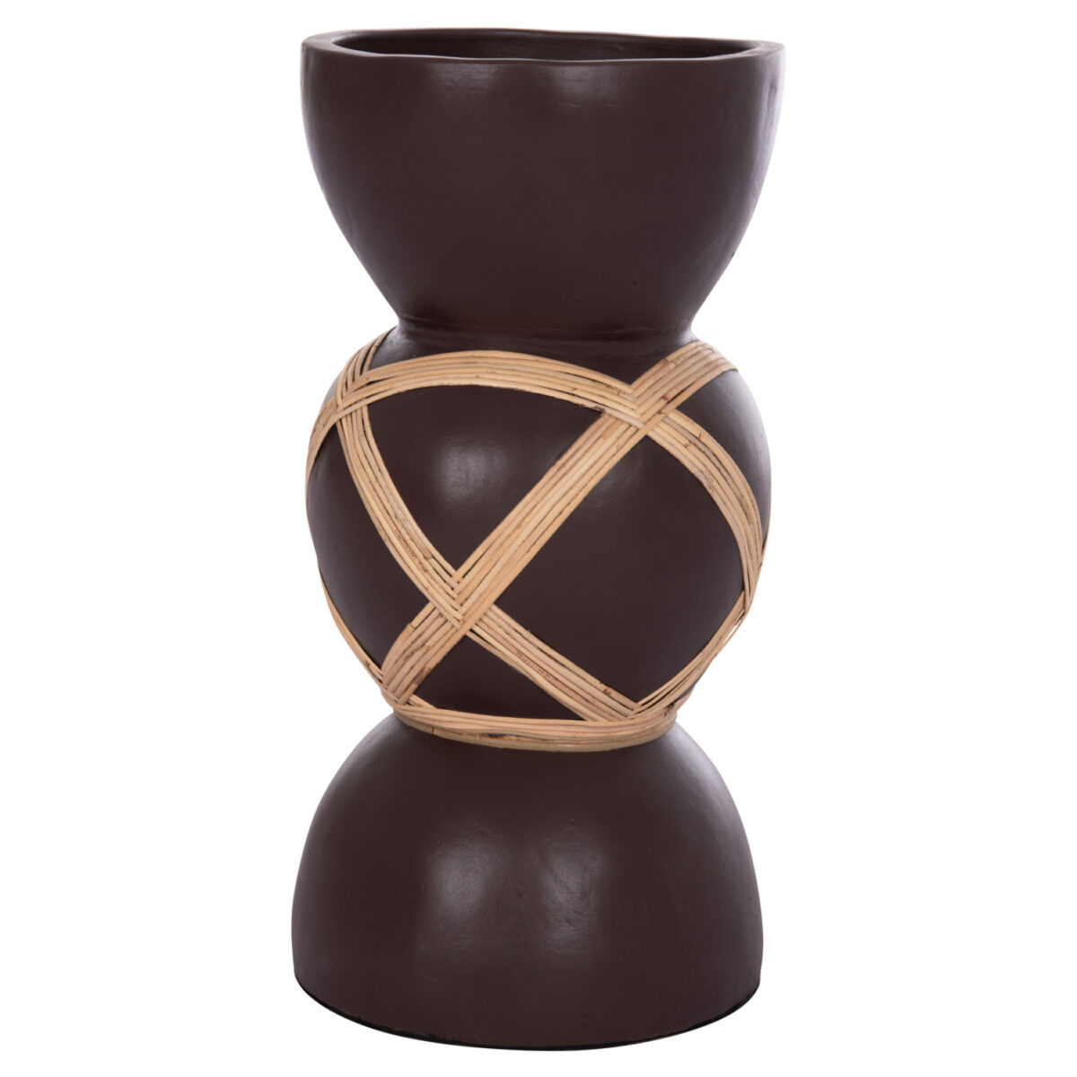 ΔΙΑΚΟΣΜΗΤΙΚΟ ΒΑΖΟ ΔΑΠΕΔΟΥ MAYNARD HM4672.07L TERRACOTTA ΣΟΚΟΛΑΤΙ-RATTAN Φ32x62.5Υεκ - Image 4
