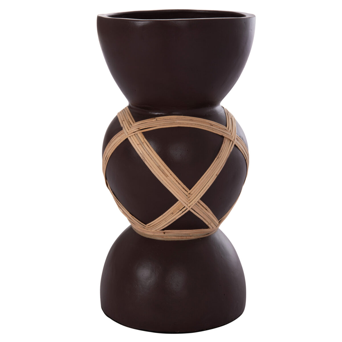 ΔΙΑΚΟΣΜΗΤΙΚΟ ΒΑΖΟ ΔΑΠΕΔΟΥ MAYNARD HM4672.07L TERRACOTTA ΣΟΚΟΛΑΤΙ-RATTAN Φ32x62.5Υεκ - Image 8
