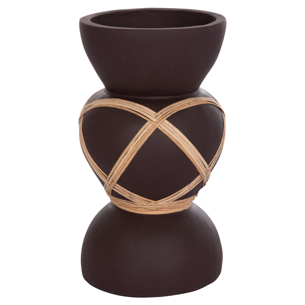 ΔΙΑΚΟΣΜΗΤΙΚΟ ΒΑΖΟ ΔΑΠΕΔΟΥ MAYNARD HM4672.07S TERRACOTTA ΣΟΚΟΛΑΤΙ-RATTAN Φ27.5x50Υεκ