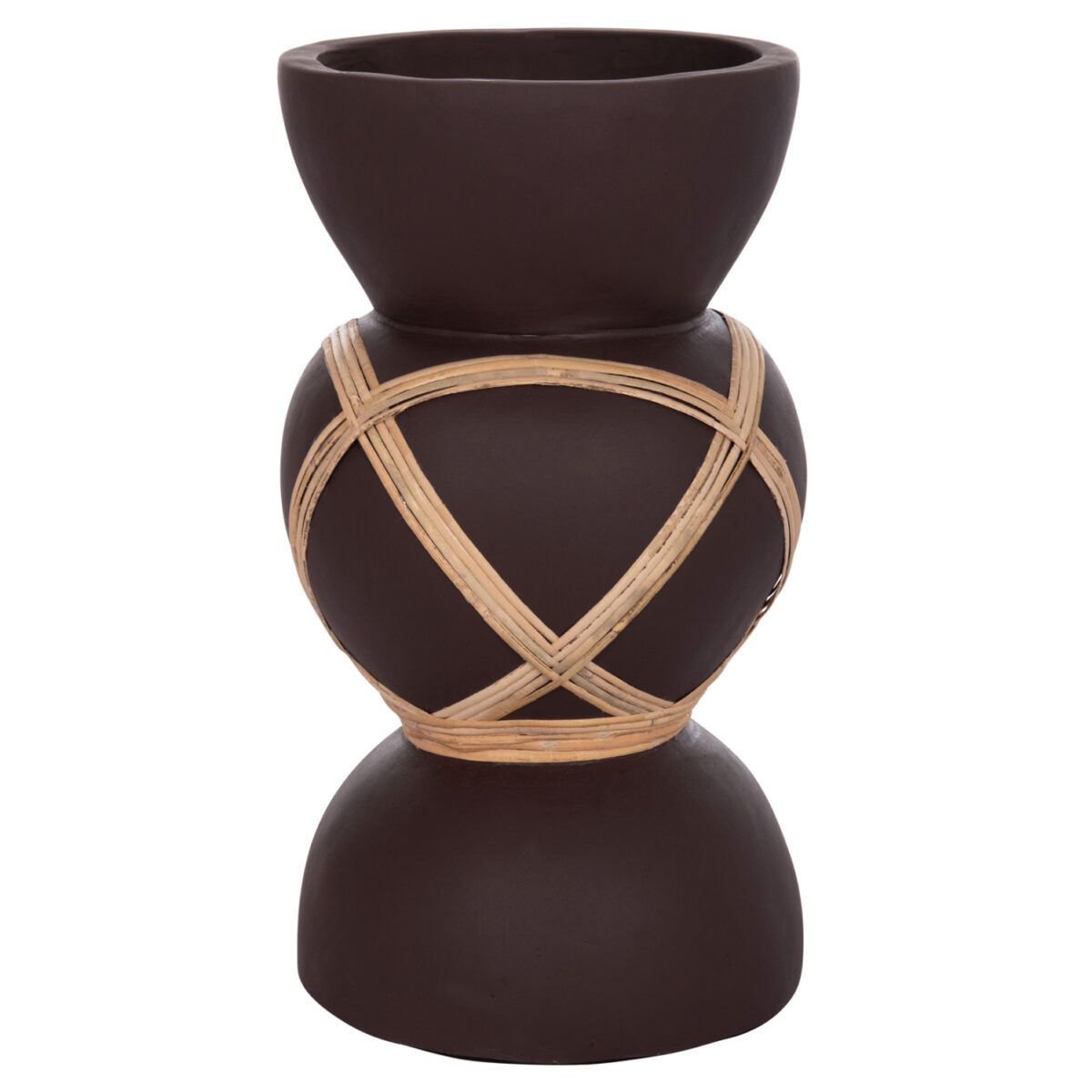 ΔΙΑΚΟΣΜΗΤΙΚΟ ΒΑΖΟ ΔΑΠΕΔΟΥ MAYNARD HM4672.07S TERRACOTTA ΣΟΚΟΛΑΤΙ-RATTAN Φ27.5x50Υεκ - Image 3