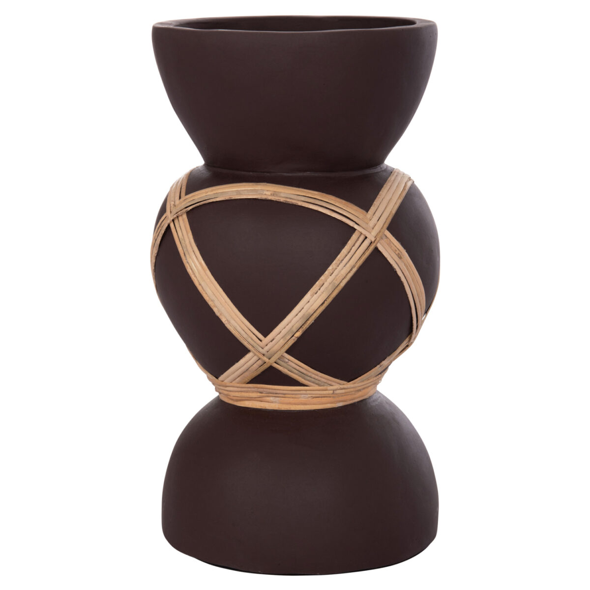 ΔΙΑΚΟΣΜΗΤΙΚΟ ΒΑΖΟ ΔΑΠΕΔΟΥ MAYNARD HM4672.07S TERRACOTTA ΣΟΚΟΛΑΤΙ-RATTAN Φ27.5x50Υεκ - Image 4