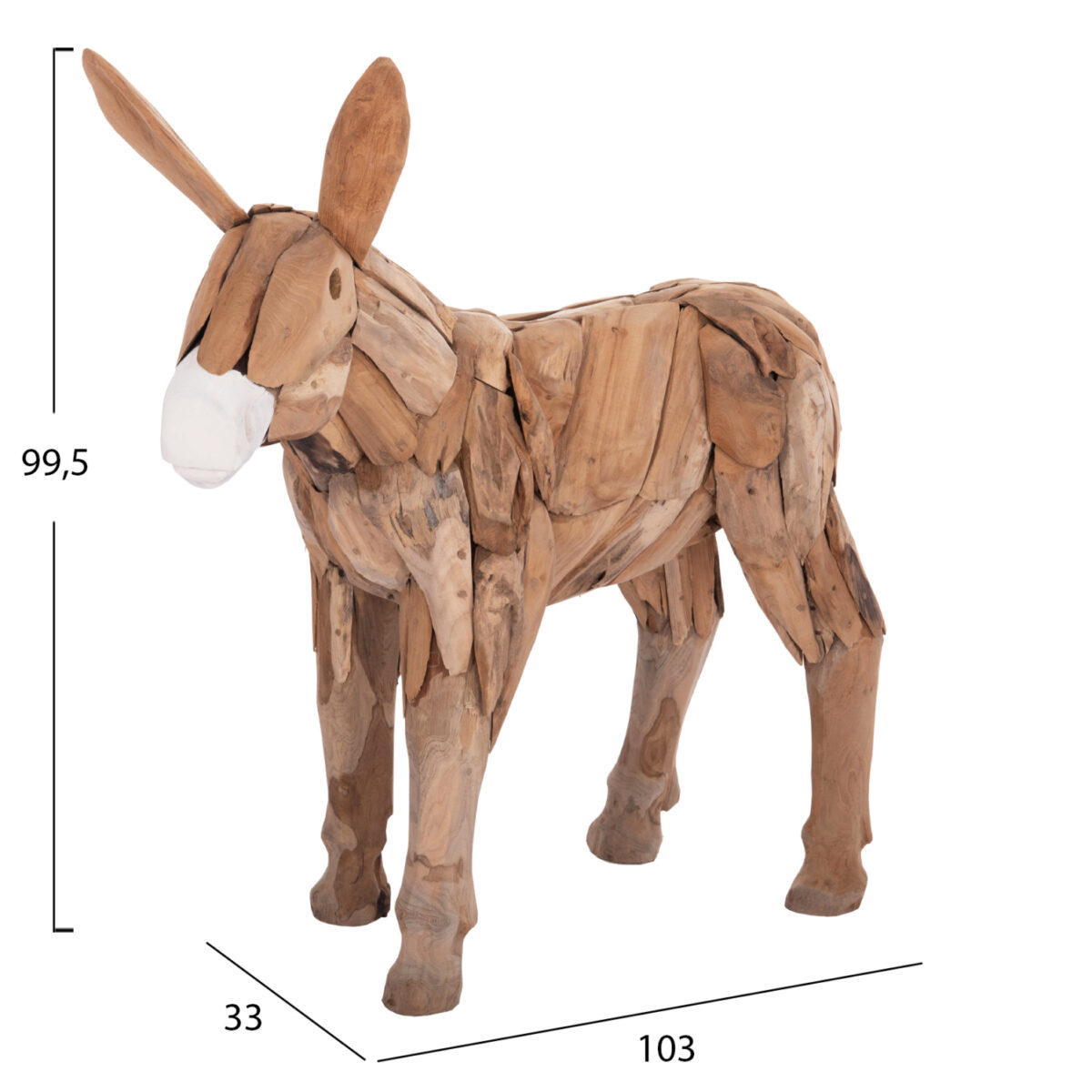 ΔΙΑΚΟΣΜΗΤΙΚΟ ΓΑΙΔΟΥΡΑΚΙ HM4387 ΑΝΑΚΥΛΩΜΕΝΟ ΞΥΛΟ ΤΕΑΚ ΣΕ ΦΥΣΙΚΟ 103x33x99,5Υεκ. - Image 2