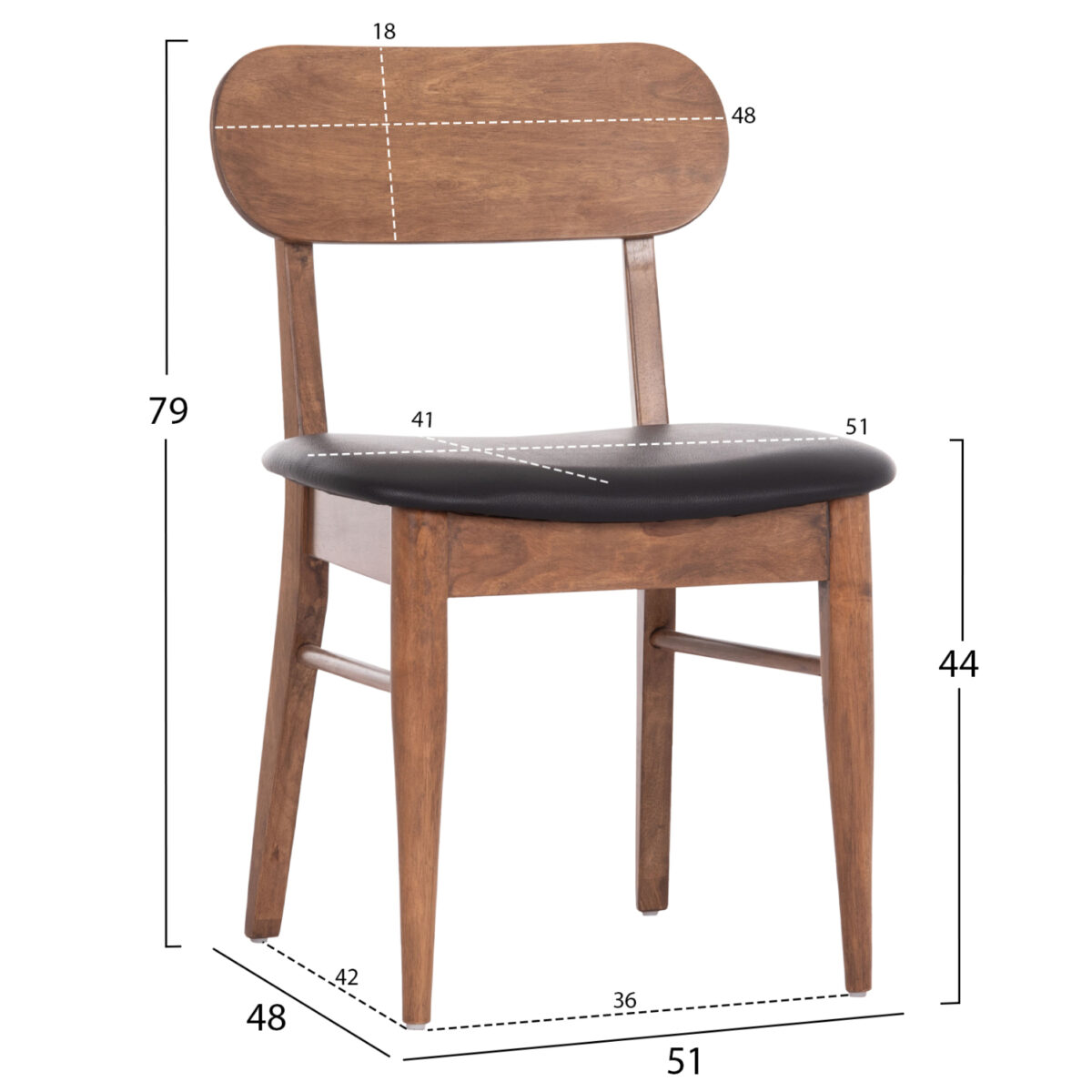 KΑΡΕΚΛΑ ΤΡΑΠΕΖΑΡΙΑΣ SEKOR HM9945.03 ΚΑΡΥΔΙ RUBBERWOOD-ΜΑΥΡΟ PU 51x48x79Υεκ - Image 2