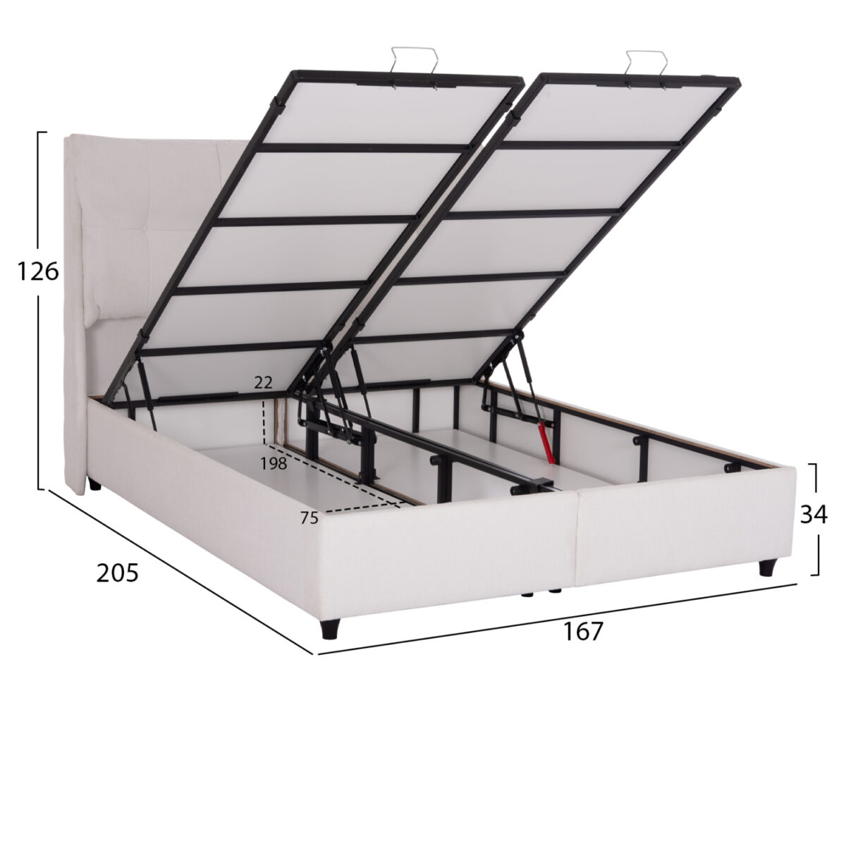 krebati-me-apothikeytiko-choro-fb971603-2 ΚΡEΒΑΤΙ ΜΕ ΑΠΟΘΗΚΕΥΤΙΚΟ ΧΩΡΟ DREAMLET HM716.03 ΛΕΥΚΟ TEDDY ΥΦΑΣΜΑ- ΓΙΑ ΣΤΡΩΜΑ 160x200εκ. - Image 3