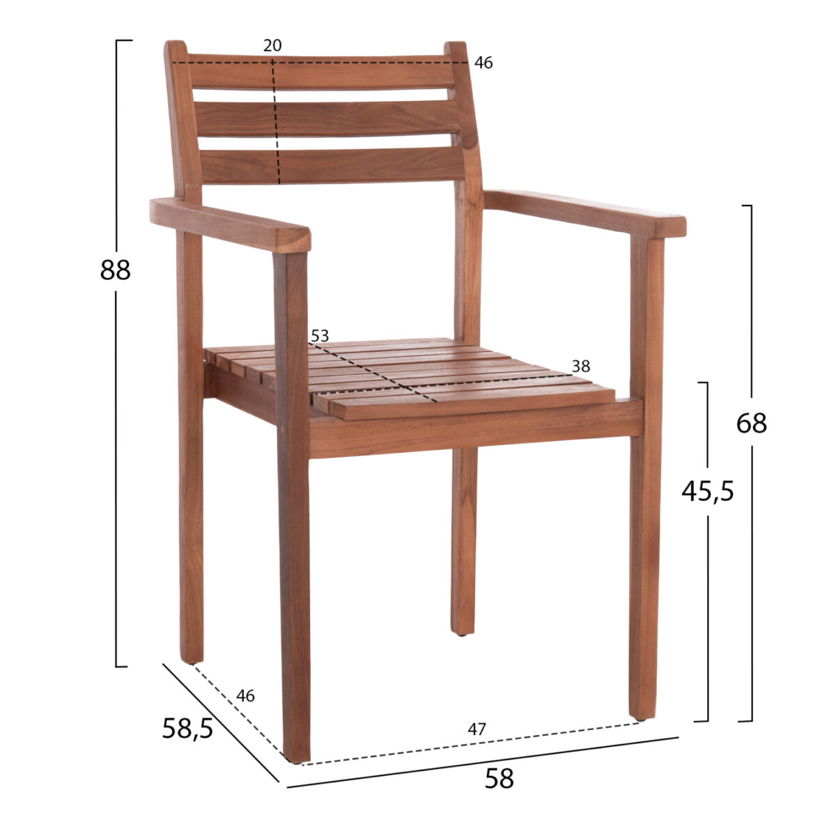 ΠΟΛΥΘΡΟΝΑ KEMPO HM6358 ΞΥΛΟ TEAK ΣΕ ΦΥΣΙΚΟ--58x58,5x88Υεκ. - Image 2