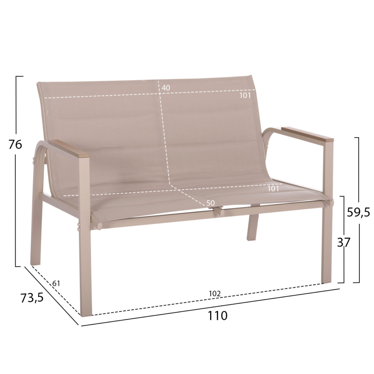 ΣΕΤ ΣΑΛΟΝΙ 4ΤΜΧ JULIETTE HM6280.04 ΚΑΠΟΥΤΣΙΝΟ ΑΛΟΥΜΙΝΙΟ-TEXTILENE--TEMPERED GLASS - Image 3