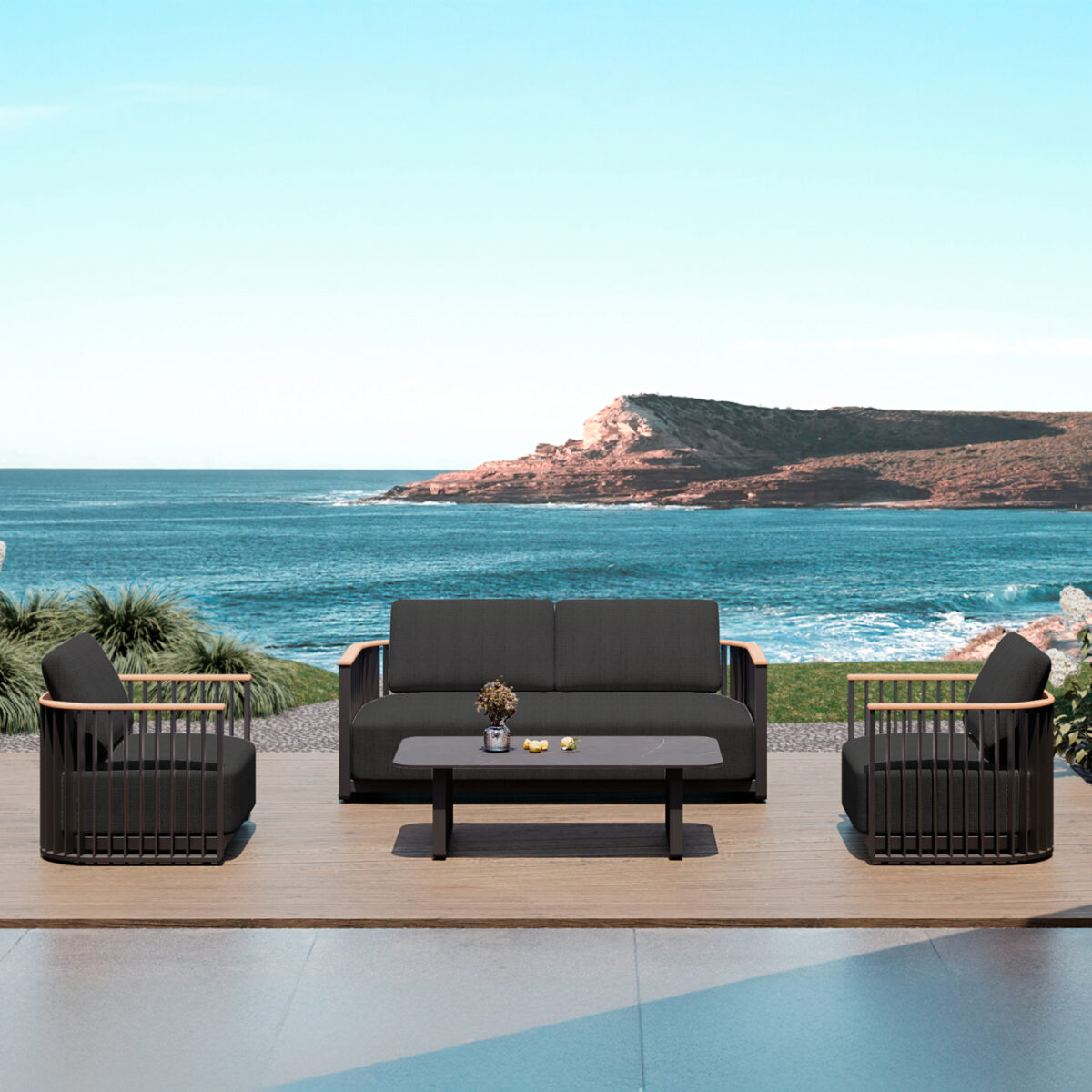 ΣΕΤ ΣΑΛΟΝΙ ΕΞ.ΧΩΡΟΥ 4ΤΜΧ ΣΕΙΡΑ ETERNITY SM6173 ΑΝΘΡΑΚΙ ΑΛΟΥΜΙΝΙΟ-ΓΚΡΙ SINTERED STONE - Image 2