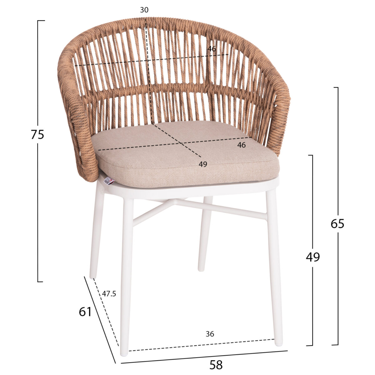 ΣΕΤ ΤΡΑΠΕΖΑΡΙΑΣ ΕΞ.ΧΩΡΟΥ 7ΤΜΧ KRUM HM21148 ΛΕΥΚΟ ΑΛΟΥΜΙΝΙΟ-P.E.RATTAN - Image 4