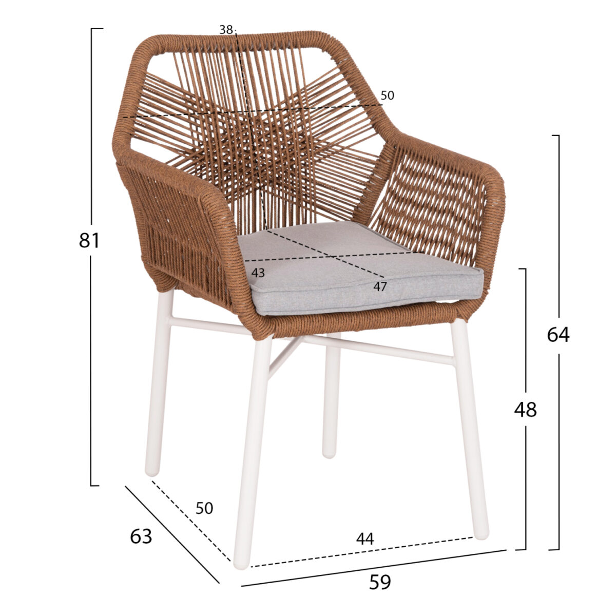 ΣΕΤ ΤΡΑΠΕΖΑΡΙΑΣ ΕΞ.ΧΩΡΟΥ 7ΤΜΧ KRUM HM21132 ΛΕΥΚΟ ΑΛΟΥΜΙΝΙΟ--P.E.TWISTED RATTAN - Image 4