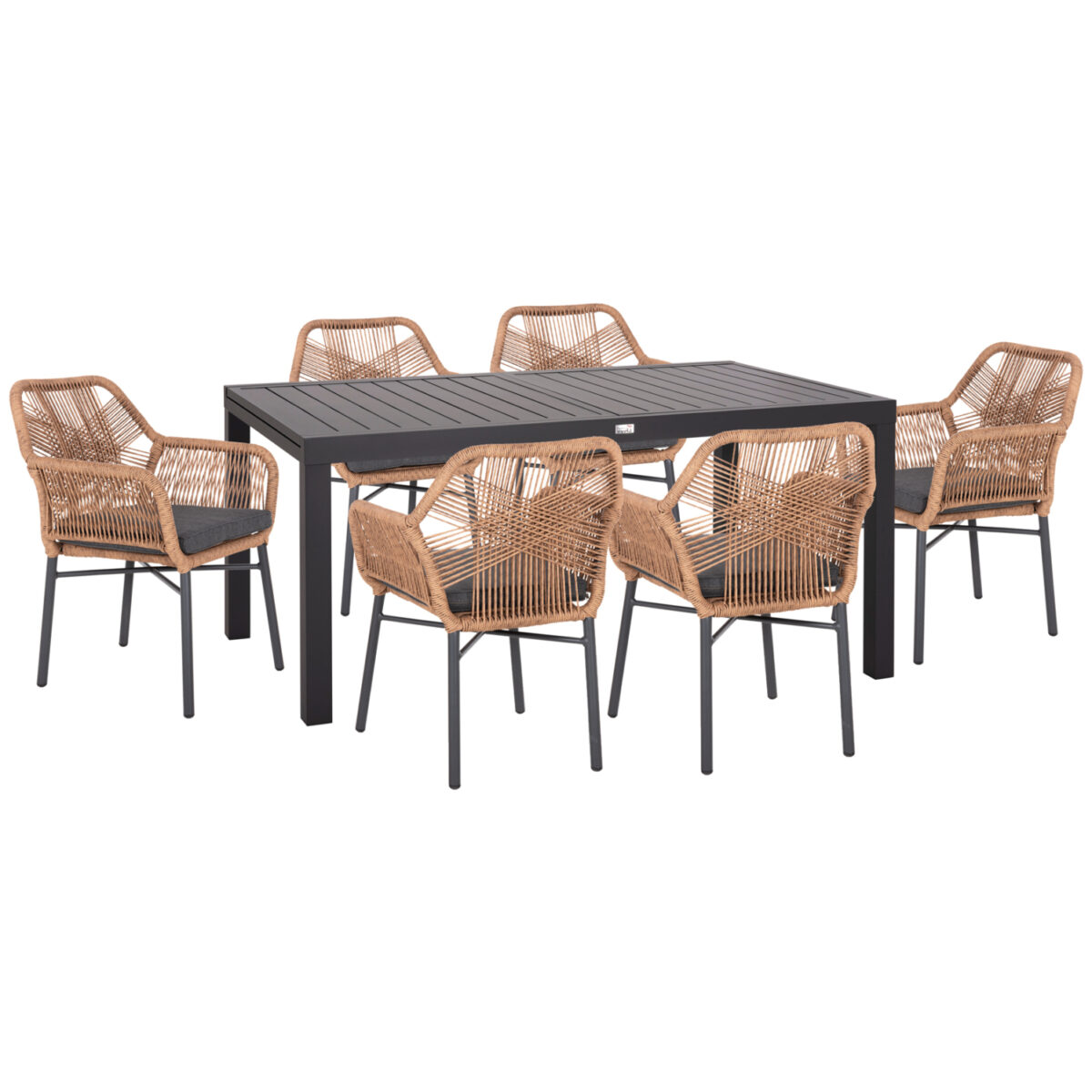 ΣΕΤ ΤΡΑΠΕΖΑΡΙΑΣ ΕΞ.ΧΩΡΟΥ 7ΤΜΧ KRUM HM21151 ΣΚΟΥΡΟ ΓΚΡΙ ΑΛΟΥΜΙΝΙΟ-P.E.RATTAN - Image 2