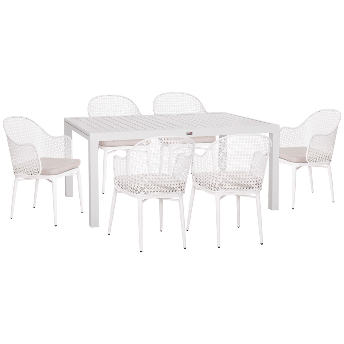 ΣΕΤ ΤΡΑΠΕΖΑΡΙΑΣ ΕΞ.ΧΩΡΟΥ KRUM HM21147 ΤΡΑΠΕΖΙ ΜΕ 6 ΠΟΛΥΘΡΟΝΕΣ--ΛΕΥΚΟ ΑΛΟΥΜΙΝΙΟ - Image 2