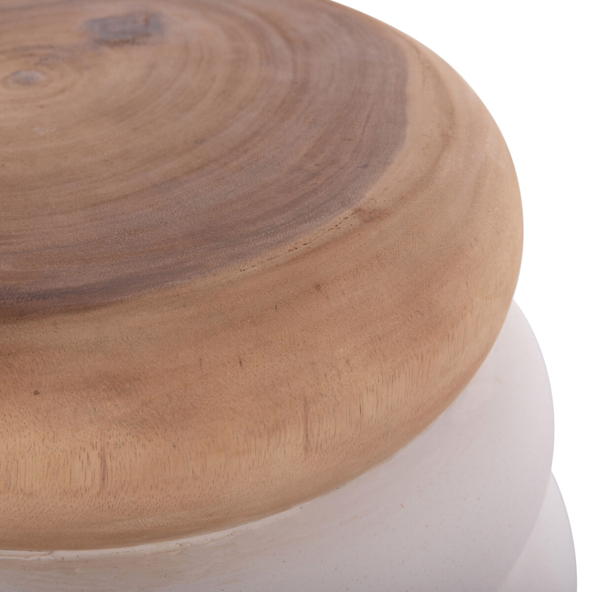 ΤΡΑΠΕΖΙ ΒΟΗΘΗΤΙΚΟ PUFFAT HM18172.02 FIBER CEMENT ΛΕΥΚΟ- ΞΥΛΟ TEAK TOP Φ45x46Υεκ. - Image 6