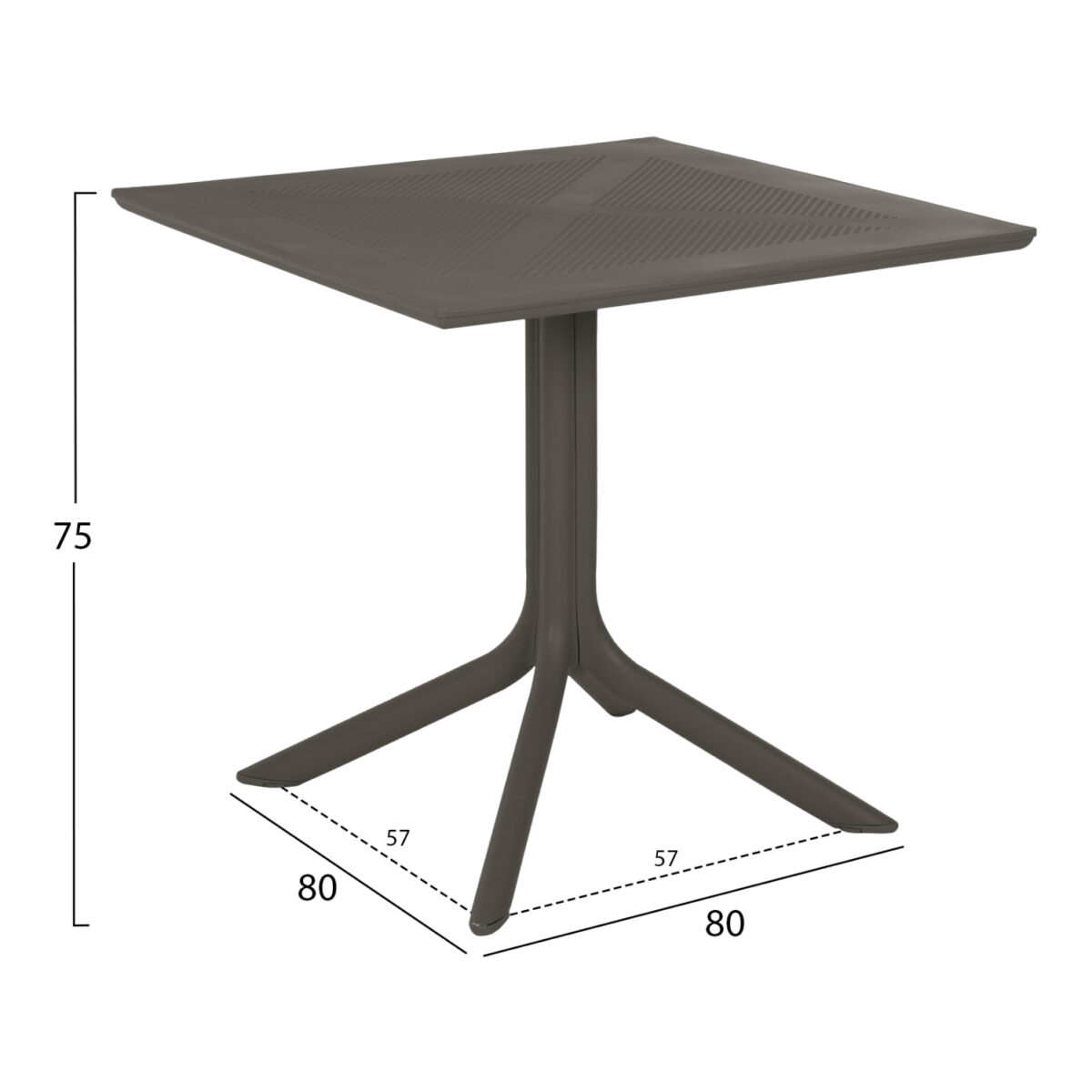 ΤΡΑΠΕΖΙ ΠΟΛΥΠΡΟΠΥΛΕΝΙΟΥ ΤΕΤΡΑΓΩΝΟ LUNAR HM5930.15 DARK OLIVE 80x80x75Yεκ. - Image 2