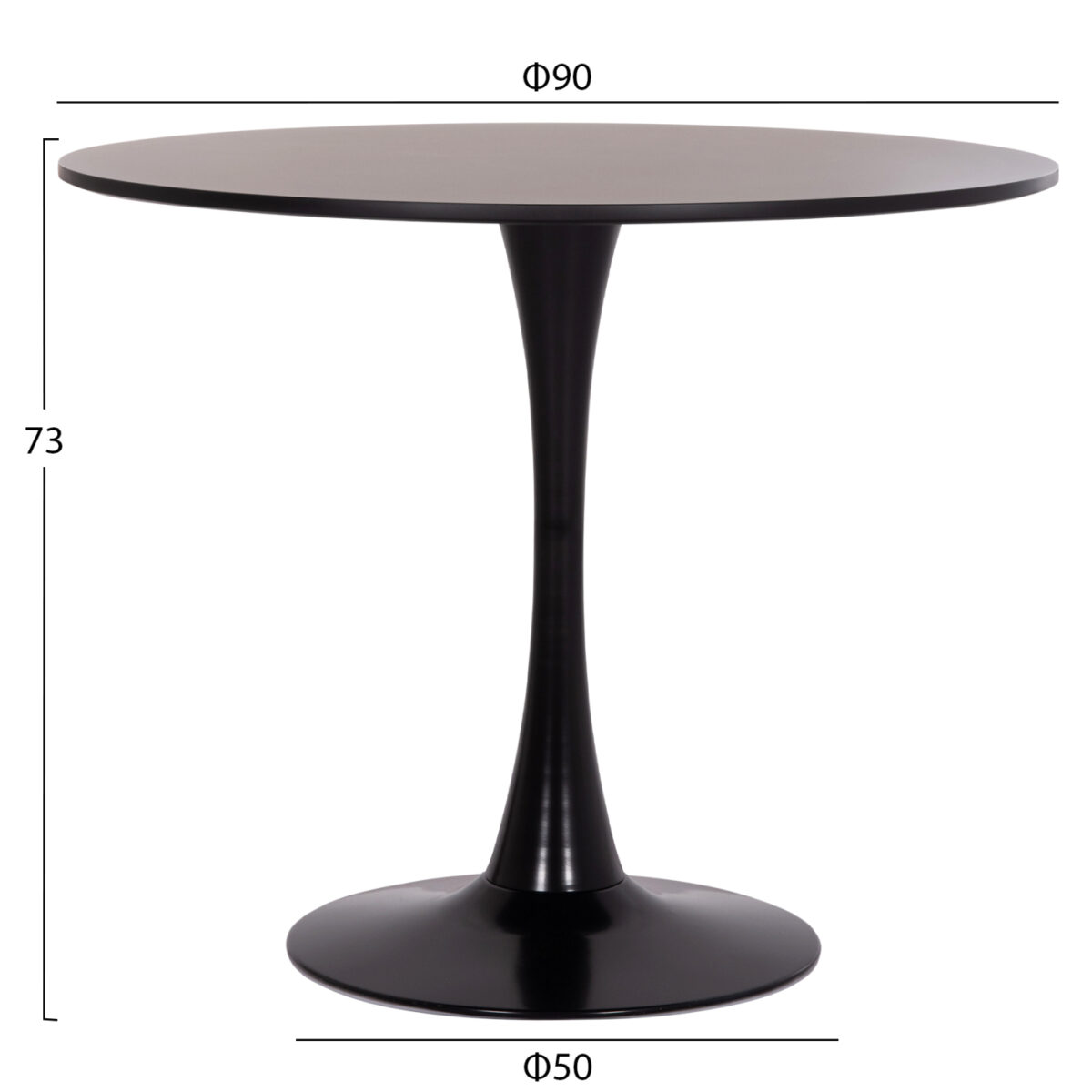 ΤΡΑΠΕΖΙ ΣΤΡΟΓΓΥΛΟ BROLIN HM18141.02 MDF TOP-ΒΑΣΗ ΜΕΤΑΛΛΙΚΗ--ΜΑΥΡΟ Φ90x73Υεκ - Image 2