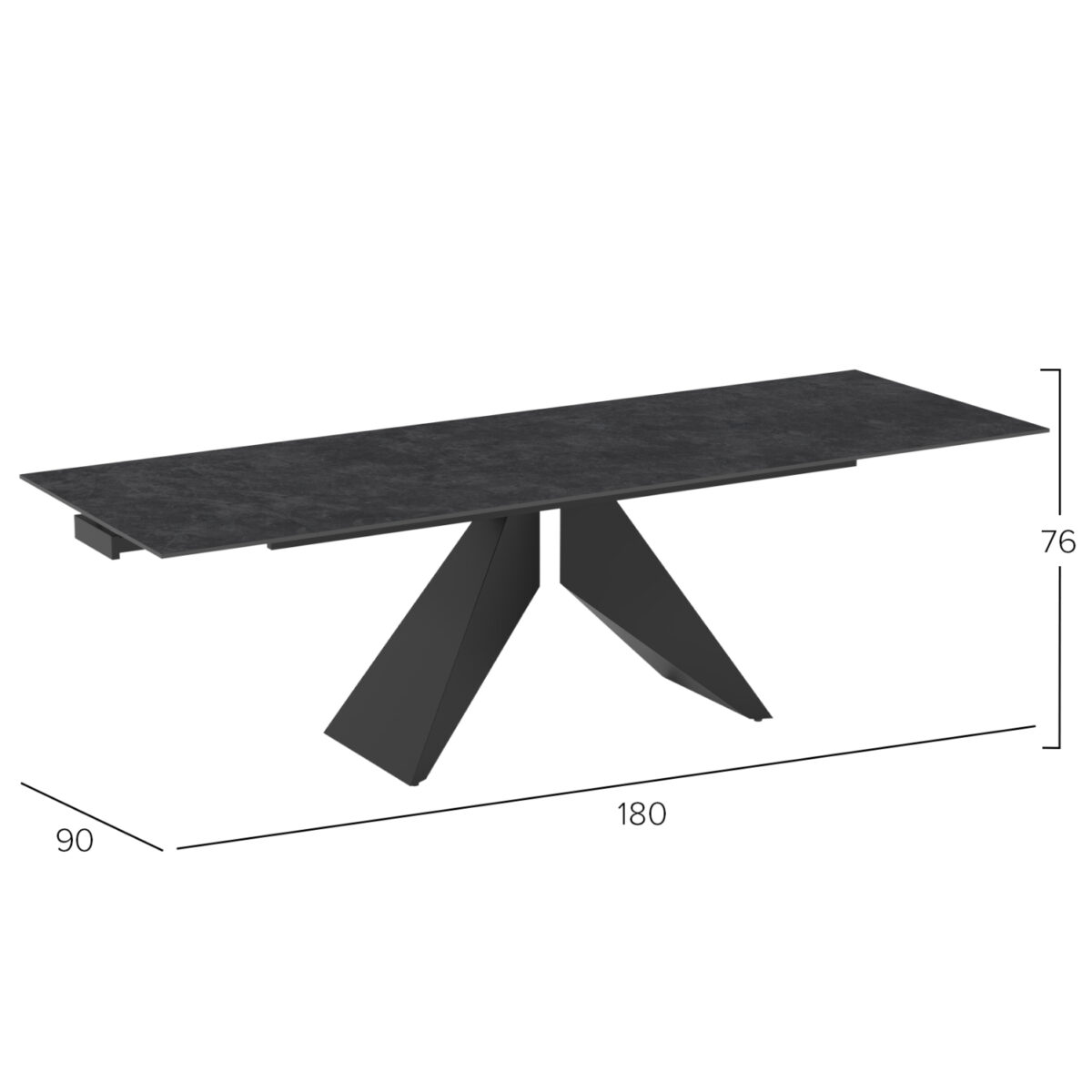 ΤΡΑΠΕΖΙ ΤΡΑΠΕΖΑΡΙΑΣ ΕΠΕΚΤΕΙΝΟΜΕΝΟ DOMINION SM18095 ΚΕΡΑΜΙΚΟ-ΜΕΤΑΛΛΟ 180(40+40)x90x76Y - Image 2