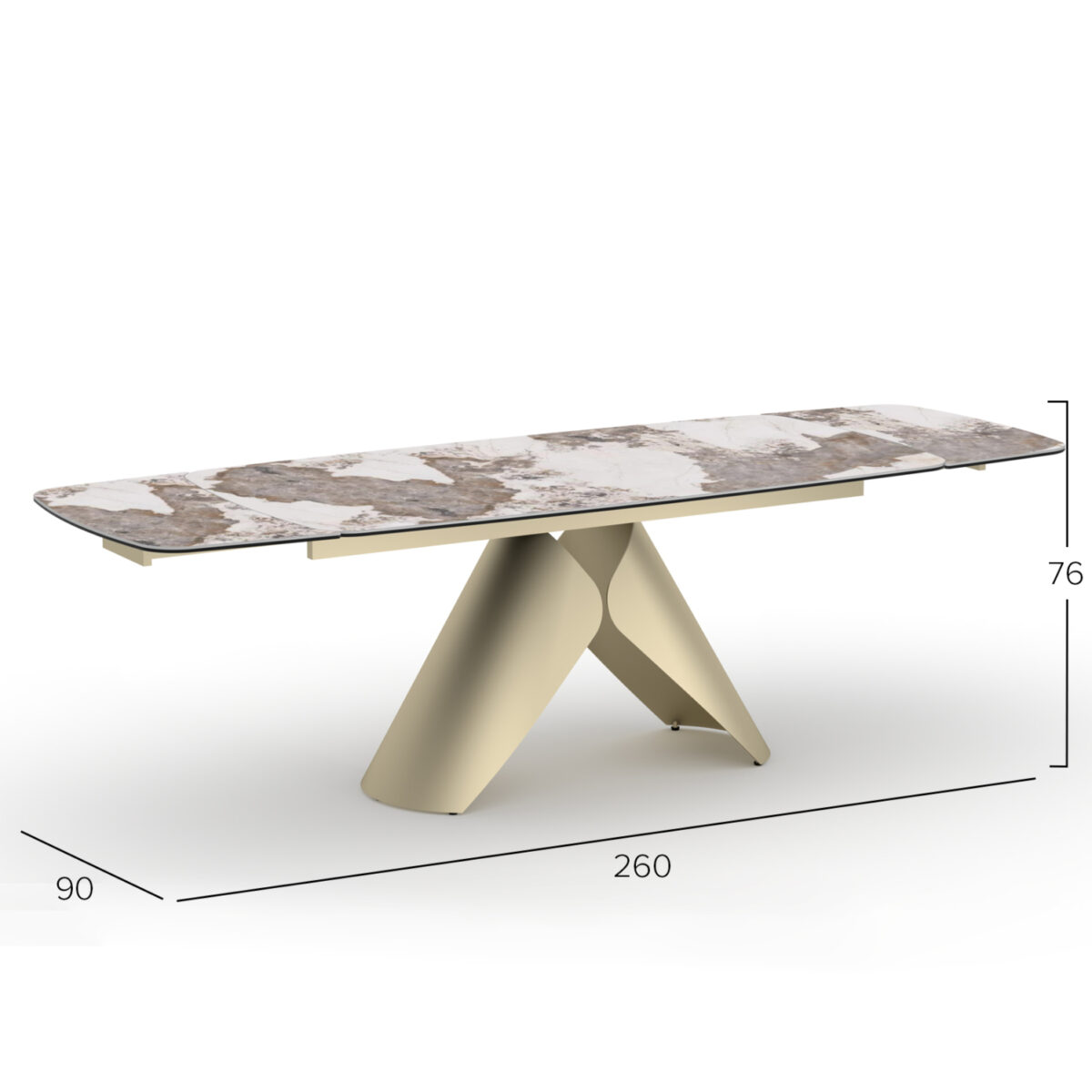 ΤΡΑΠΕΖΙ ΤΡΑΠΕΖΑΡΙΑΣ ΕΠΕΚΤΕΙΝΟΜΕΝΟ HYPERION SM18097.02 ΚΕΡΑΜΙΚΟ TOP-ΜΕΤΑΛΛΟ 180(+40+40)x90x76Υ - Image 2