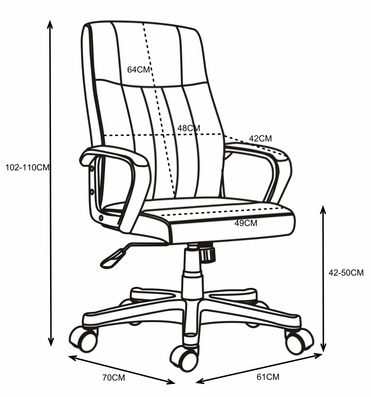 Καρέκλα γραφείου διευθυντή Roby  με pu χρώμα μαύρο - Image 11
