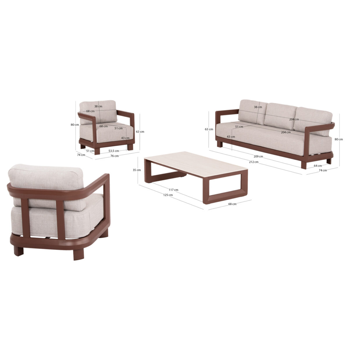 ΣΕΤ ΣΑΛΟΝΙ ΕΞ.ΧΩΡΟΥ 4ΤΜΧ LEGACY SM6254.07 TERRACOTA ΑΛΟΥΜΙΝΙΟ-SINTERED STONE - Image 2