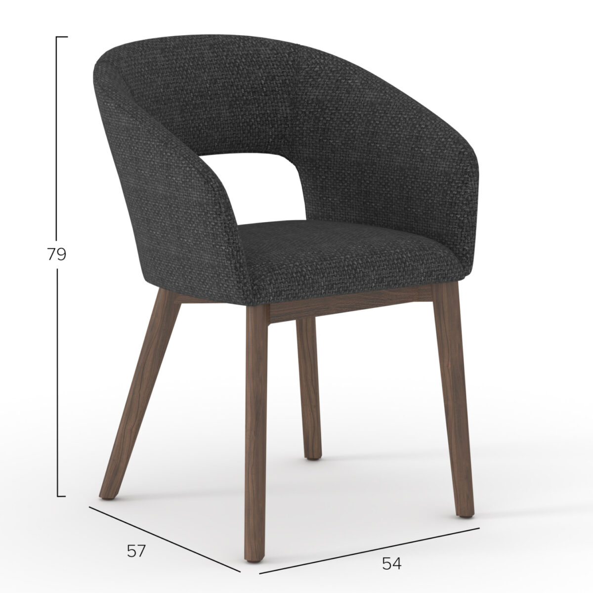 ΚΑΡΕΚΛΑ ΤΡΑΠΕΖΑΡΙΑΣ EMPIRE SM18103.01 ΥΦΑΣΜΑ ΣΚΟΥΡΟ ΓΚΡΙ-ΠΟΔΙΑ ΦΡΑΞΙΝΟΥ ΚΑΡΥΔΙ 55x56x78Υ - Image 2