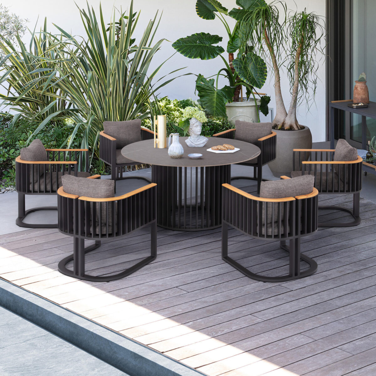 ΣΕΤ ΤΡΑΠΕΖΑΡΙΑΣ ΕΞ.ΧΩΡΟΥ ETERNITY SM21129.01 ΜΕ ΤΡΑΠΕΖΙ & 6 ΠΟΛΥΘΡΟΝΕΣ--ΣΚΟΥΡΟ ΓΚΡΙ - Image 2