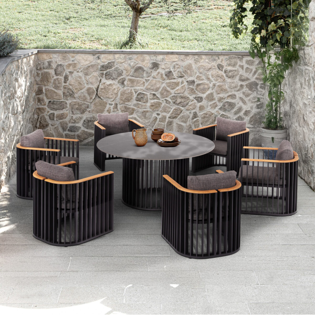 ΣΕΤ ΤΡΑΠΕΖΑΡΙΑΣ ΕΞ.ΧΩΡΟΥ ETERNITY SM21129.02 ΜΕ ΤΡΑΠΕΖΙ & 6 ΠΟΛΥΘΡΟΝΕΣ--ΣΚΟΥΡΟ ΓΚΡΙ - Image 2