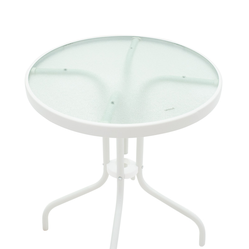 130-000123-6 Τραπεζαρία Watson-Sussie  σετ 3τεμ μέταλλο λευκό-γυαλί Φ60x70εκ - Image 7