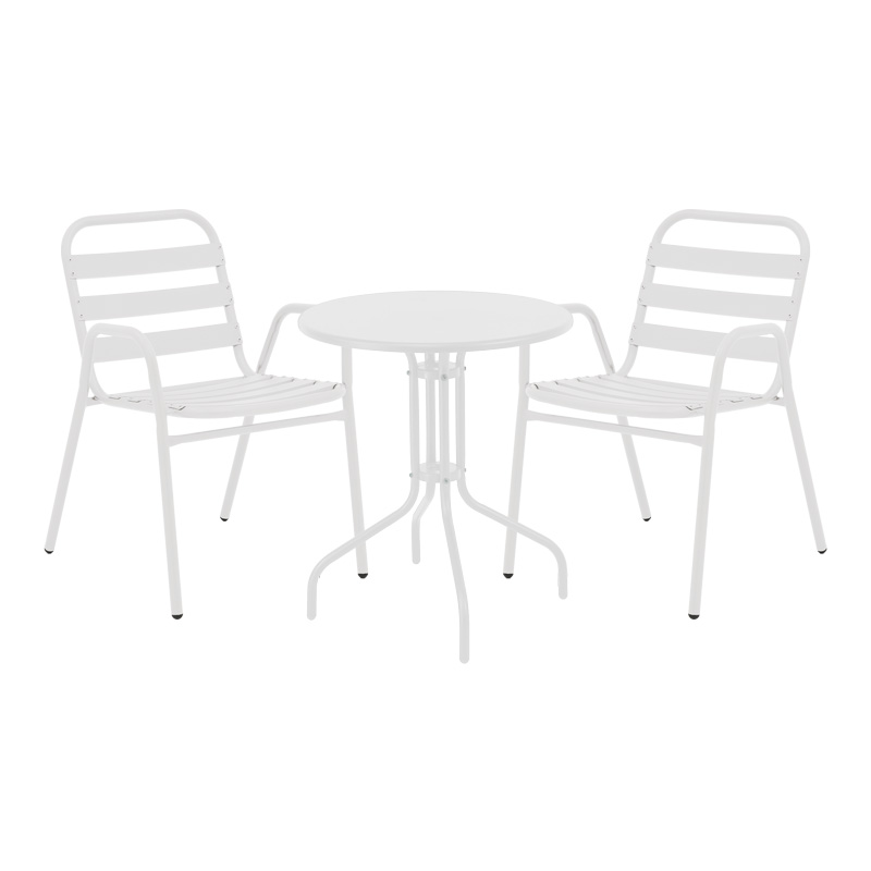 Τραπεζαρία Vergo-Sussie  σετ 3τεμ λευκό μέταλλο Φ60x70εκ